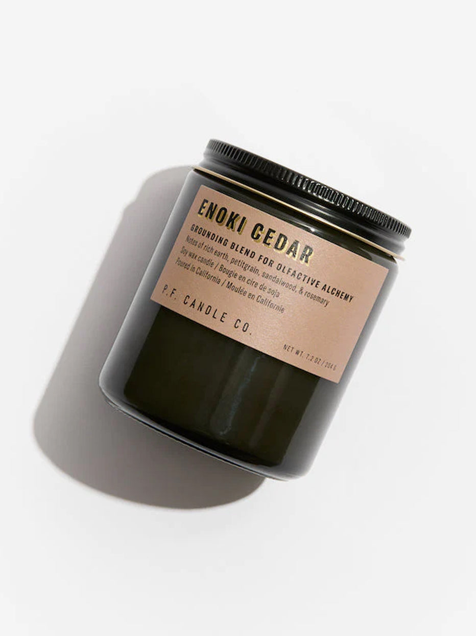 P.F. Candle Co 7.2oz Alchemy Candle - Enoki Cedar Scent | Natural Soy Wax, Long-Lasting Fragrance | Perfect for Relaxation, Meditation & Home Decor