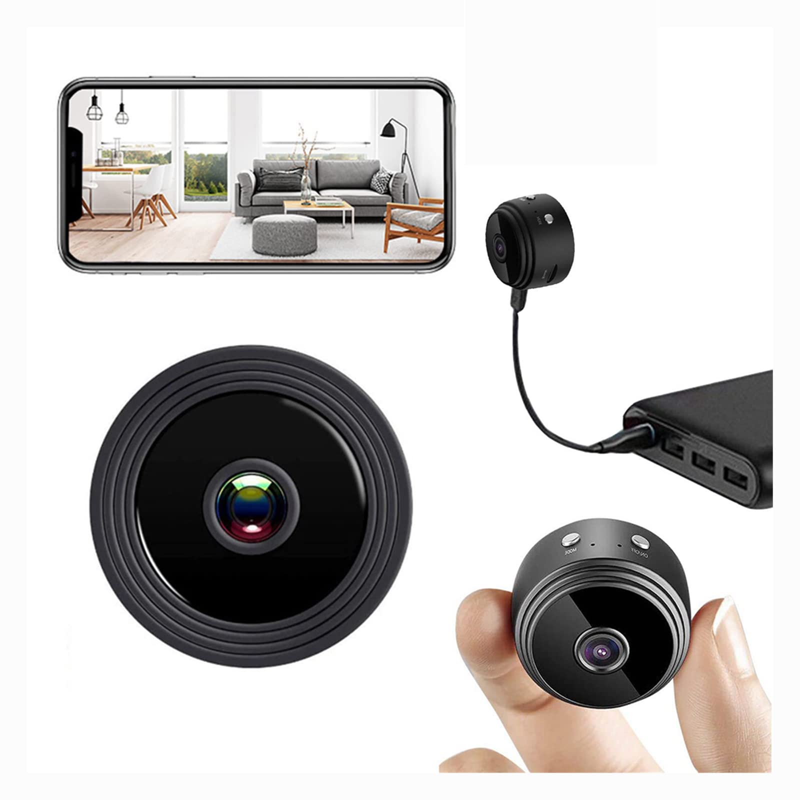 Mini WiFi Hidden Spy Camera - 1080P HD Wireless Security Camera with Night Vision, 360° Adjustable, Smart Motion Detection & Remote Viewing - Ideal for Home, Office, Baby Monitor & Nanny Cam Surveillance