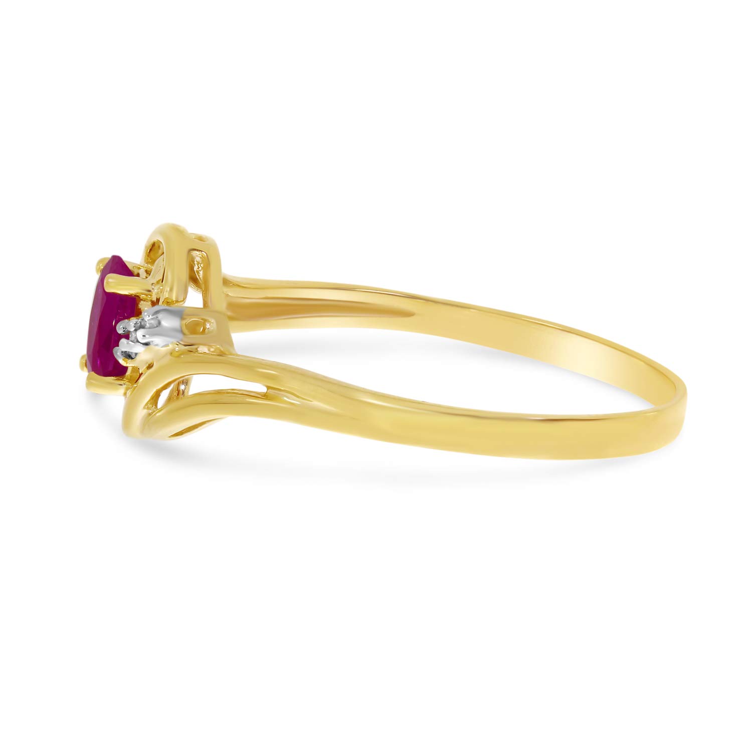 10K Yellow Gold Oval Ruby and Diamond Ring for Women - Elegant Vintage Style Engagement, Wedding, or Anniversary Jewelry Gift