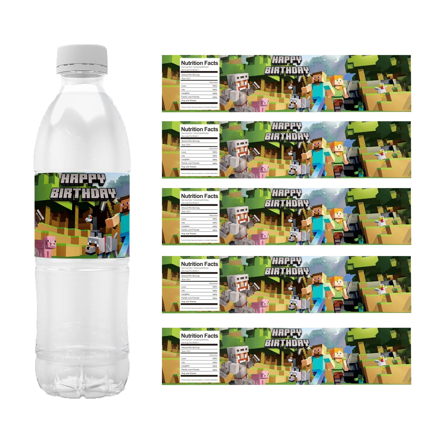 24Pcs WDSJ Themed Birthday Party Water Bottle Labels - Personalized Drink Stickers for Birthday Decorations, Friends Party Supplies - Perfect for Baby Showers, Kids Parties & Special Events
