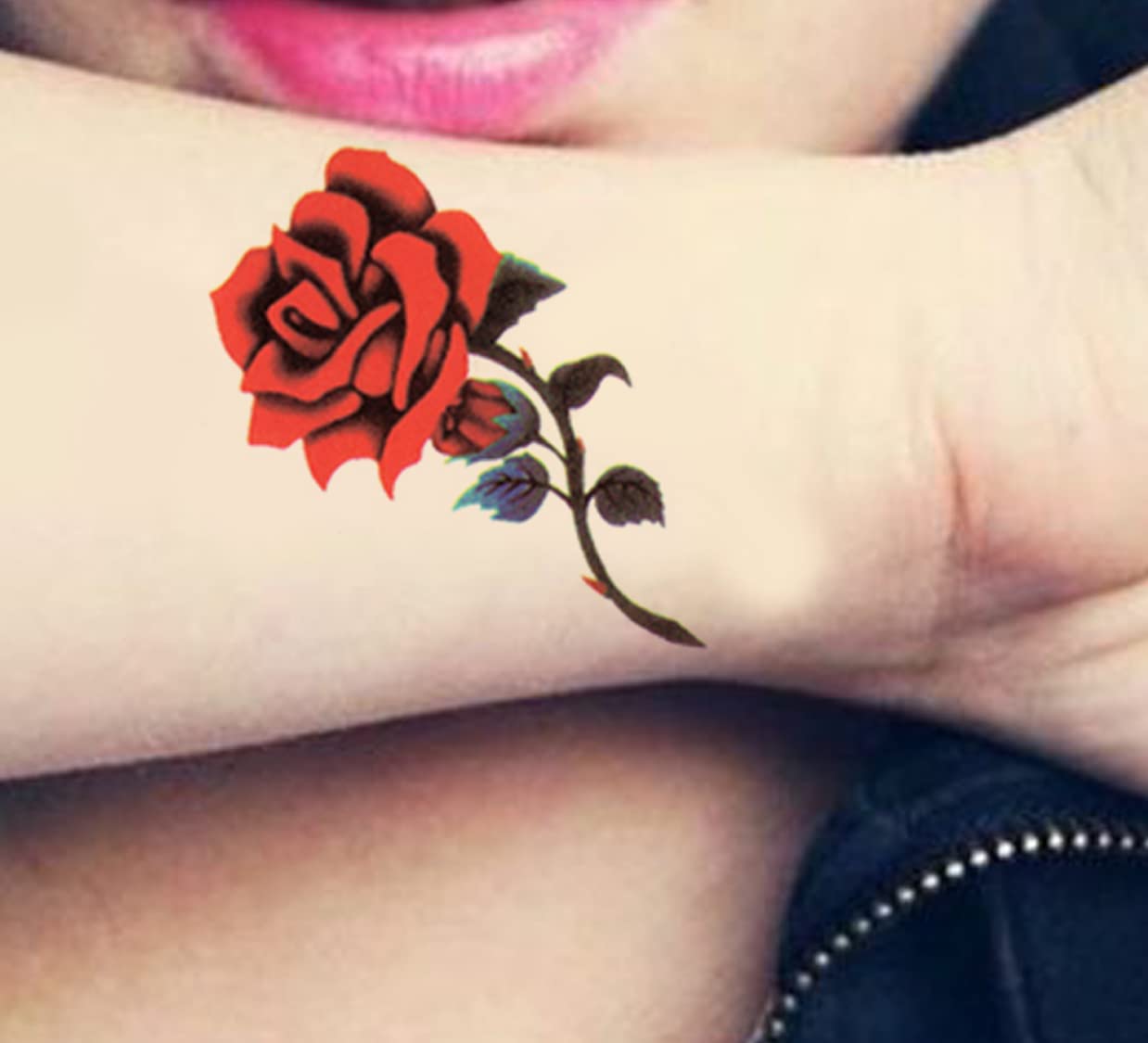 Waterproof Temporary Tattoo Stickers for Men & Women - 3D Realistic Flowers, Butterflies, Stars, Angels, Wolves & Armband Designs (60mmX105mm) | Perfect for Parties, Costumes & Body Art