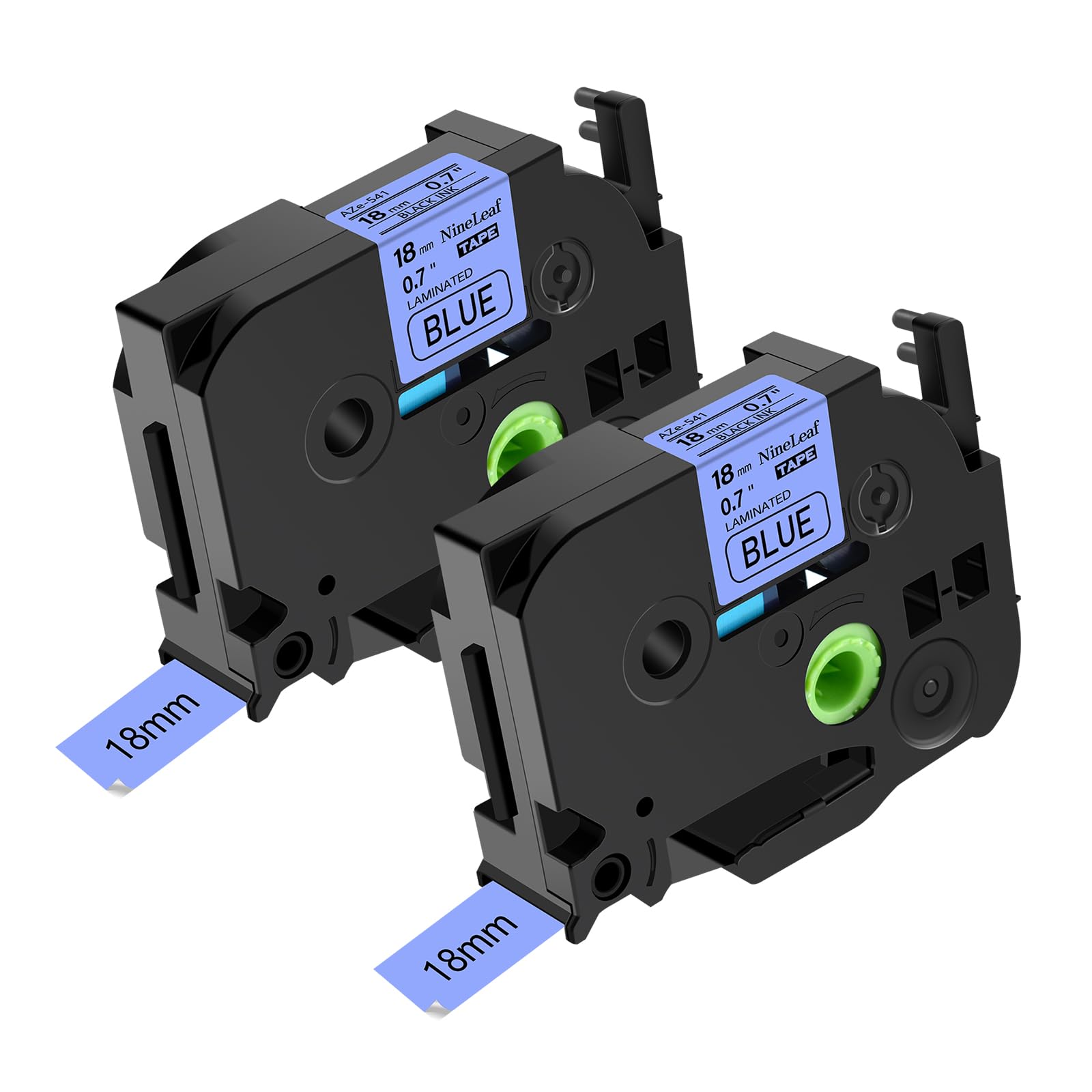 NineLeaf 2 Pack Brother P-Touch TZe-541 TZe541 TZ-541 TZ541 Label Maker Tape Refills - 3/4 Inch (18mm) Black on Blue Laminated Tape for PT-D400 PT-D410 PT-D600 PT-D610BT PT-D460BT - Perfect for Office Labeling, Organizing & Craft Projects
