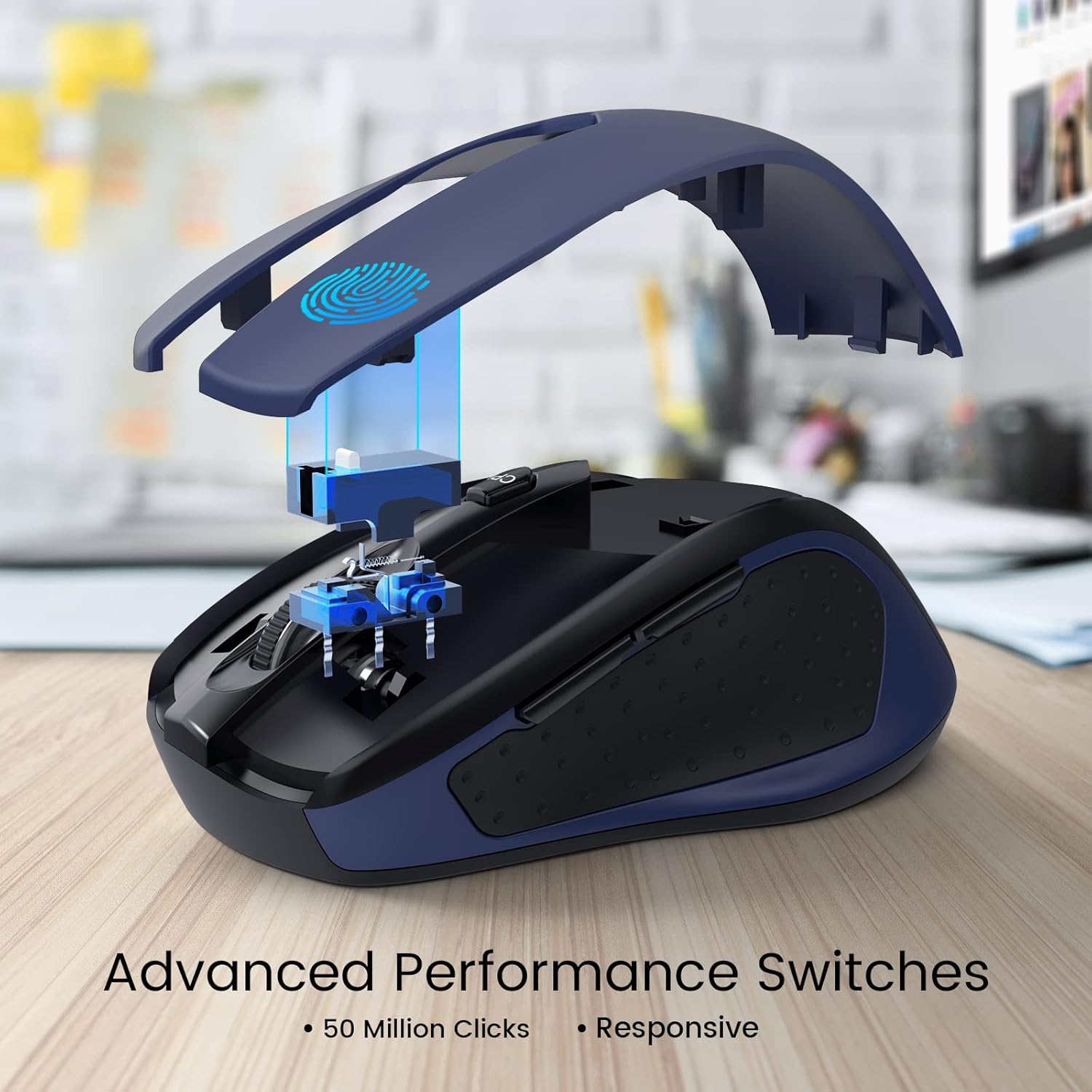 Wireless Mouse for Laptop & PC - Ergonomic USB Cordless Mouse with 2400 DPI, 5-Speed Adjustment & 16-Month Battery Life - Compatible with Mac, Chromebook, Windows - Portable Computer Mouse for Office, Gaming & Travel (Sapphire Blue, 1 Pack)