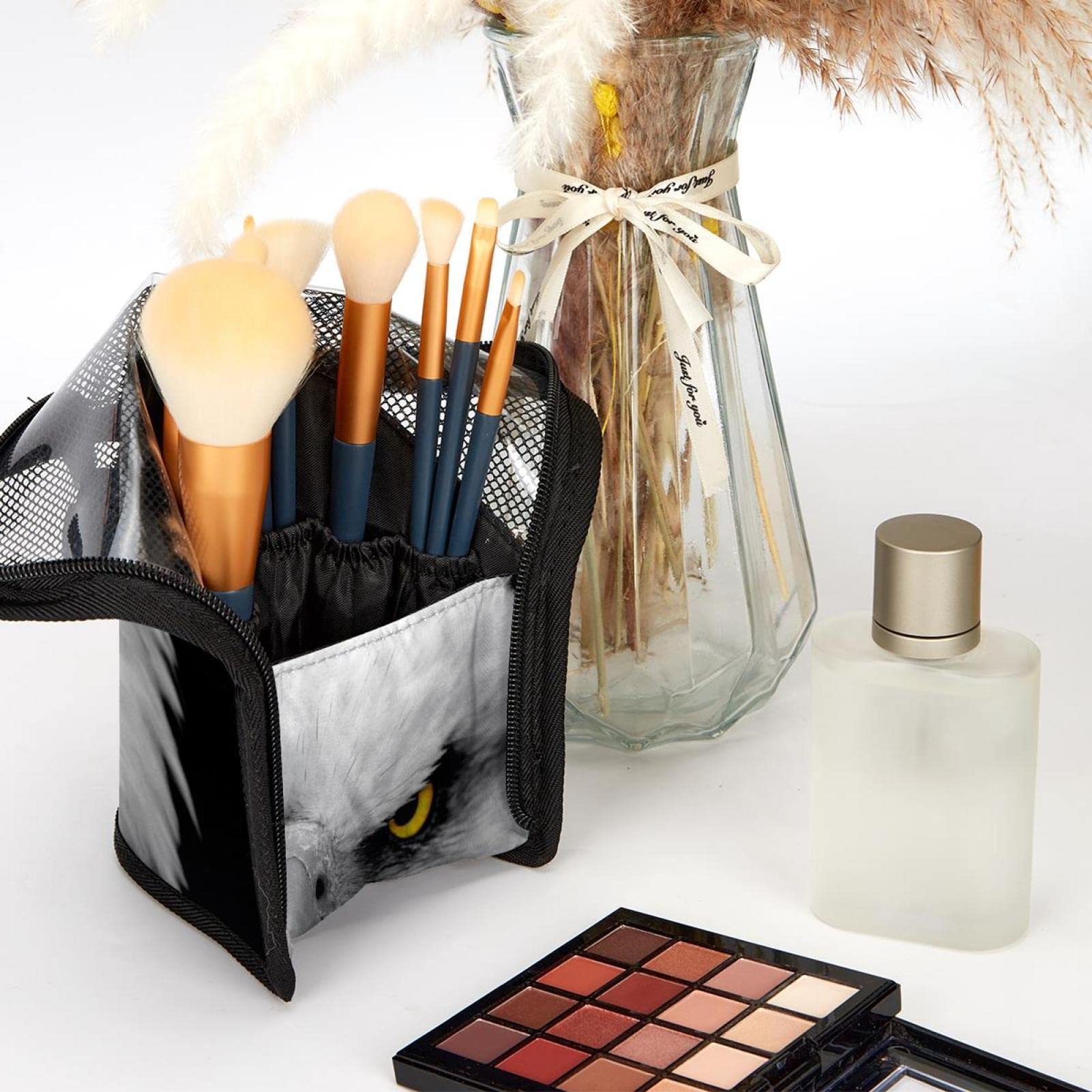 Premium Makeup Brush Organizer Bag with 12 Slots - Eagle Design Travel Cosmetic Brush Holder Case for Professional Artists & Home Use