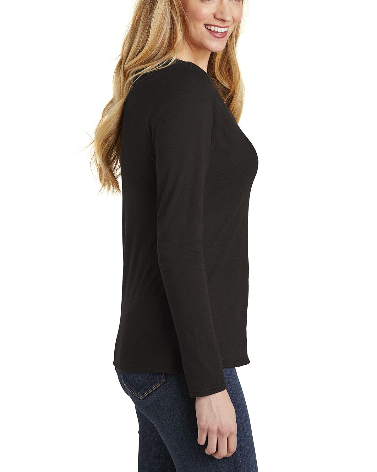 JustBlanks Women’s Long Sleeve V-Neck T-Shirt - Soft Ring Spun Cotton with Shoulder-to-Shoulder Taping - Perfect for Layering, Casual Wear & Office Outfits