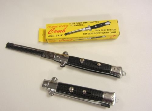 Forum Novelties Pocket Switchblade Comb - Fake Folding Novelty Knife Toy for Kids & Adults - Perfect for Pranks, Costumes, and Gag Gifts (Black)