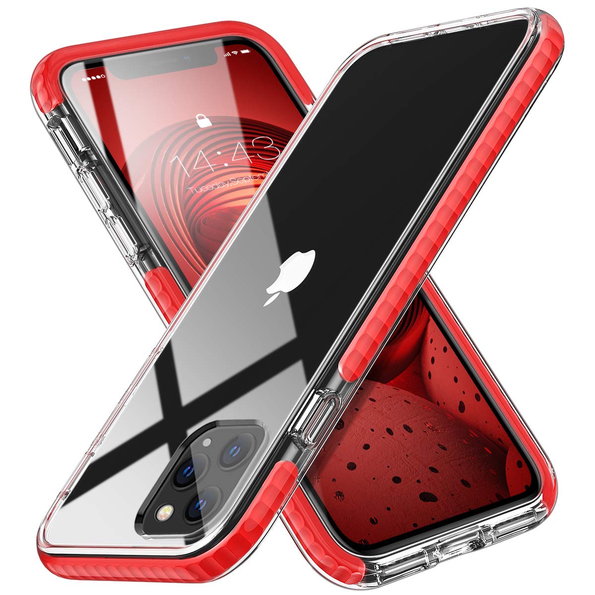 MATEPROX iPhone 11 Pro Max Case 6.5 inch - Ultra Thin Clear Crystal Transparent Shockproof Bumper Cover (Red) | Perfect for Everyday Protection & Showcasing Your Phone's Design