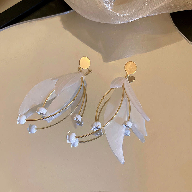 Elegant Flower Petal Drop Earrings for Women | Sterling Silver Dangle Earrings | HE6934 | Perfect for Weddings, Parties & Date Nights