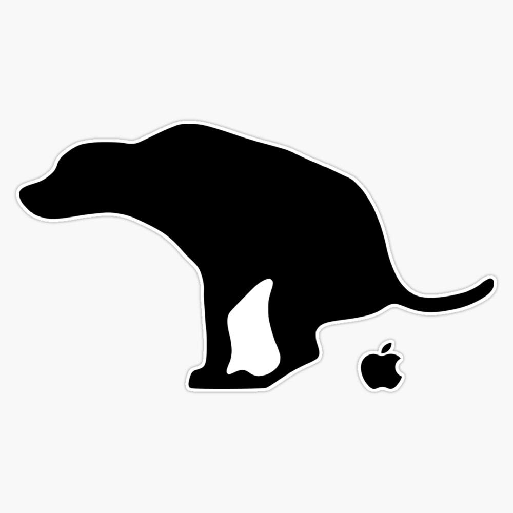 Waterproof Vinyl Sticker - Dog Pooping Apples Design - 5 Inch Decal for Car, Laptop, Wall, Window & Bumper - Funny Pet Lover Gift - Perfect for Home, Office & School Decor