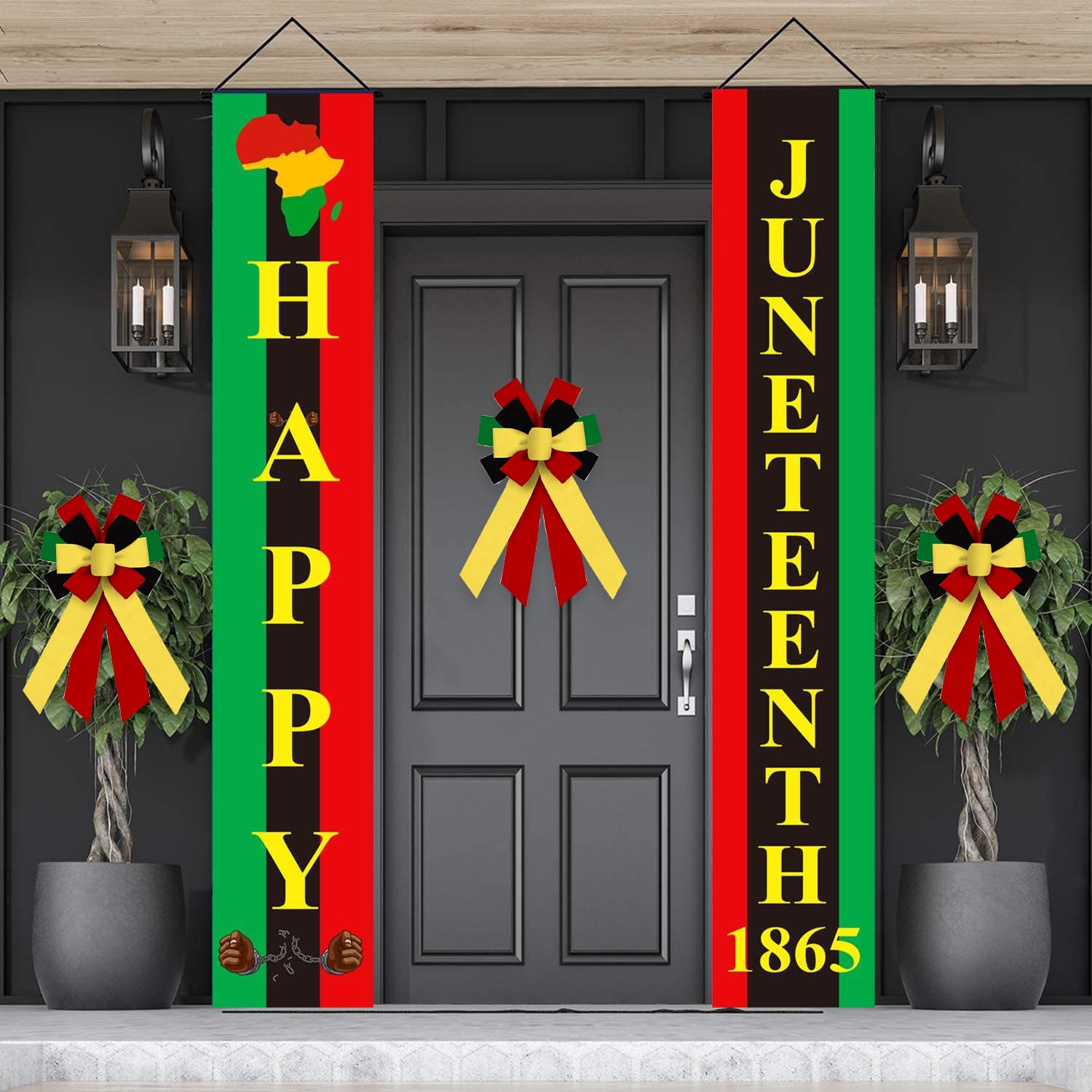 Juneteenth Wreath Bows - Black History Decor for Front Door