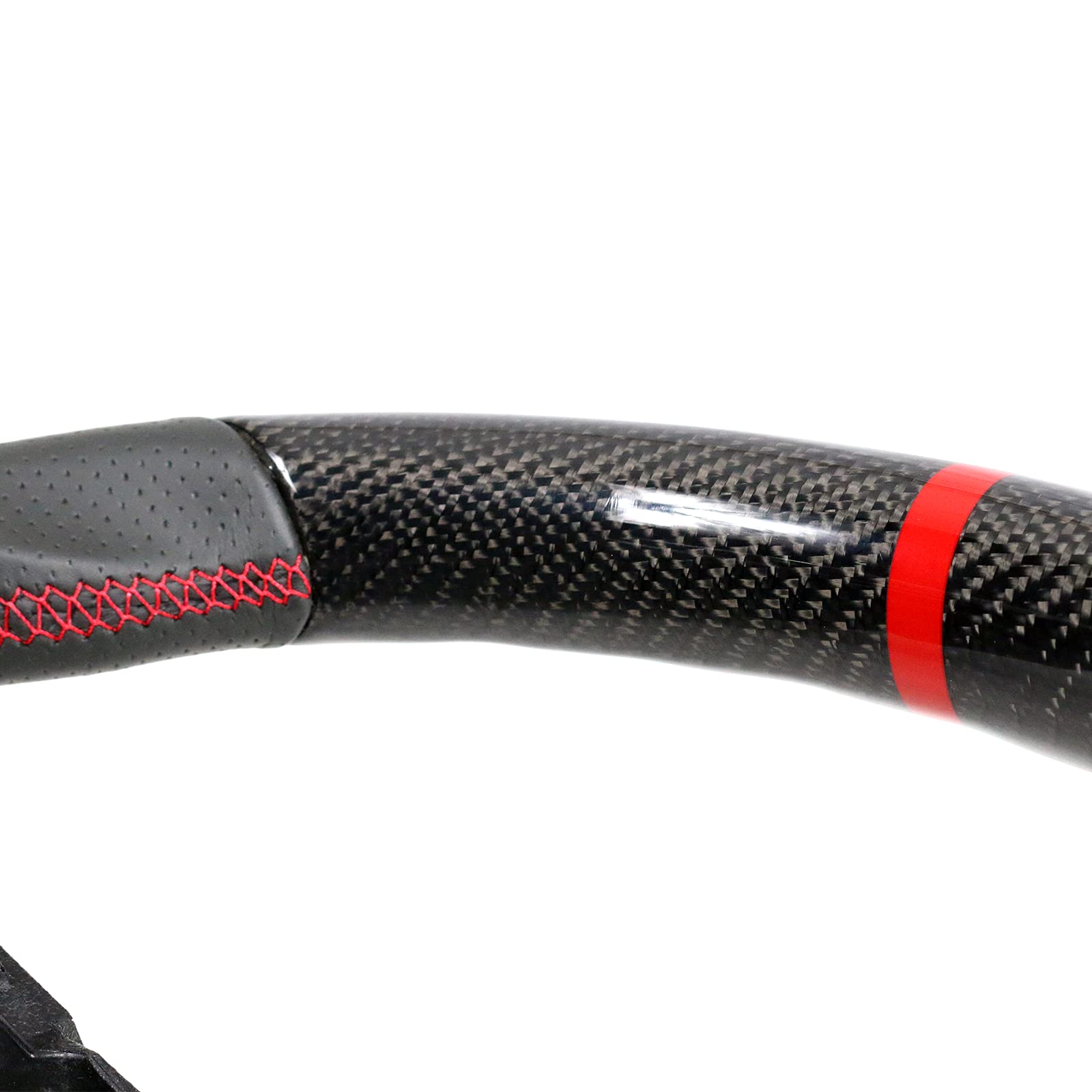 IKON MOTORSPORTS Steering Wheel for 2012-2015 Chevy Camaro - Black Carbon Fiber & Perforated Leather with Red Stitching & Red Indicator - Brushed Aluminum Trim Kit - Upgrade for Racing & Street Performance