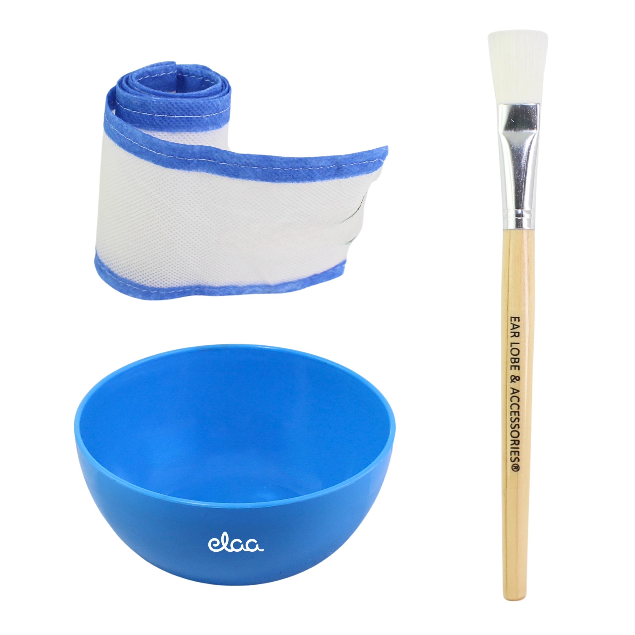 Ear Lobe & Face Care Accessories Combo - 200ml Mixing Bowl (Color May Vary), Wooden Handle Face Brush & Disposable Headband - Perfect for DIY Skincare, Facial Treatments & Spa Days at Home