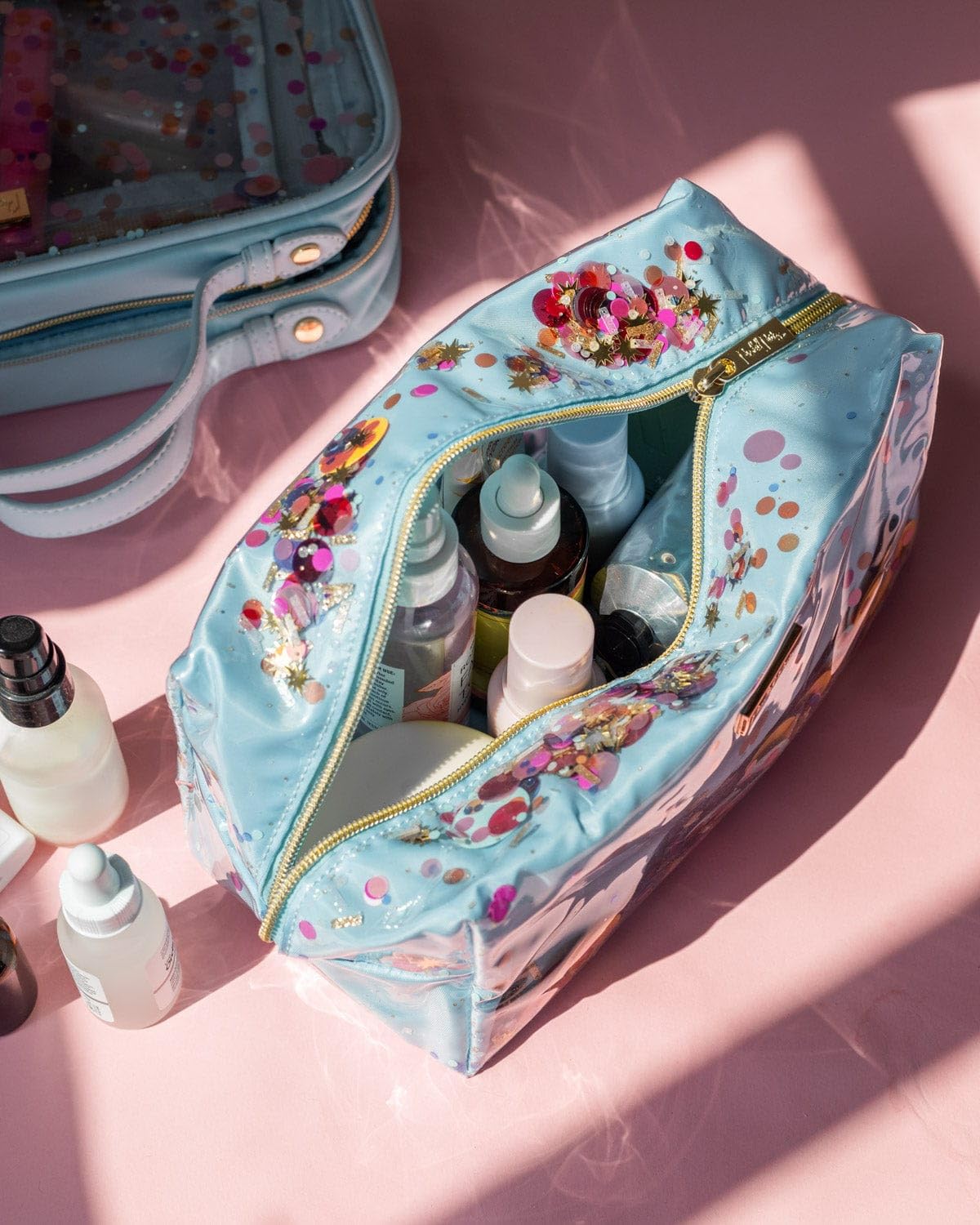 Packed Party Celebrate Every Day Confetti Vanity & Toiletry Travel Bag - Large Makeup Cosmetic Organizer for Carry On Luggage - Perfect for Travel, Vacation & Daily Beauty Routine