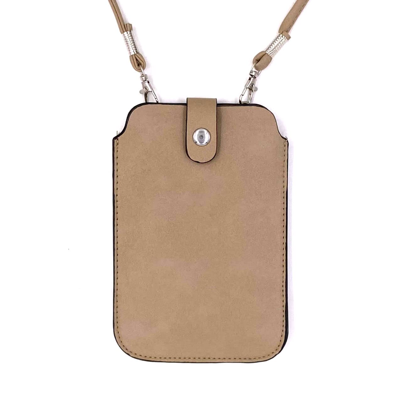 Leather Phone Neck Pouch - Crossbody Cell Phone Holder with Adjustable Strap, RFID Blocking (Khaki) | Perfect for Travel, Hiking, Concerts & Hands-Free Convenience
