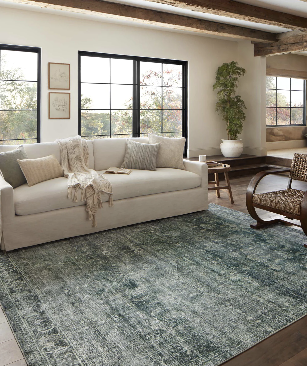 Banks Blue/Lagoon Area Rug - Soft & Durable Non-Slip Living Room Carpet for Home Decor | Perfect for Bedroom, Nursery, or Office