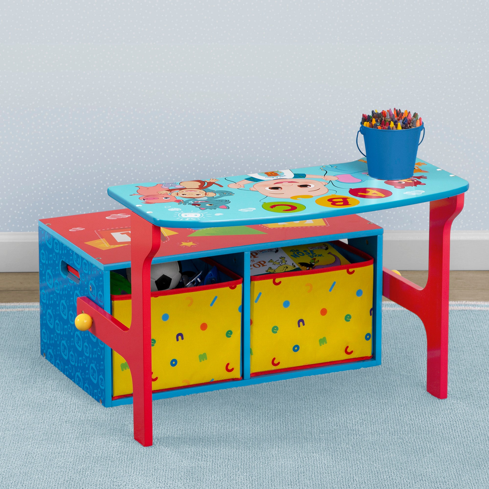 CoComelon 2-in-1 Kids Activity Bench and Desk - Convertible Play Table for Toddlers, Perfect for Drawing, Learning & Playtime Fun | Nursery, Preschool & Home Use