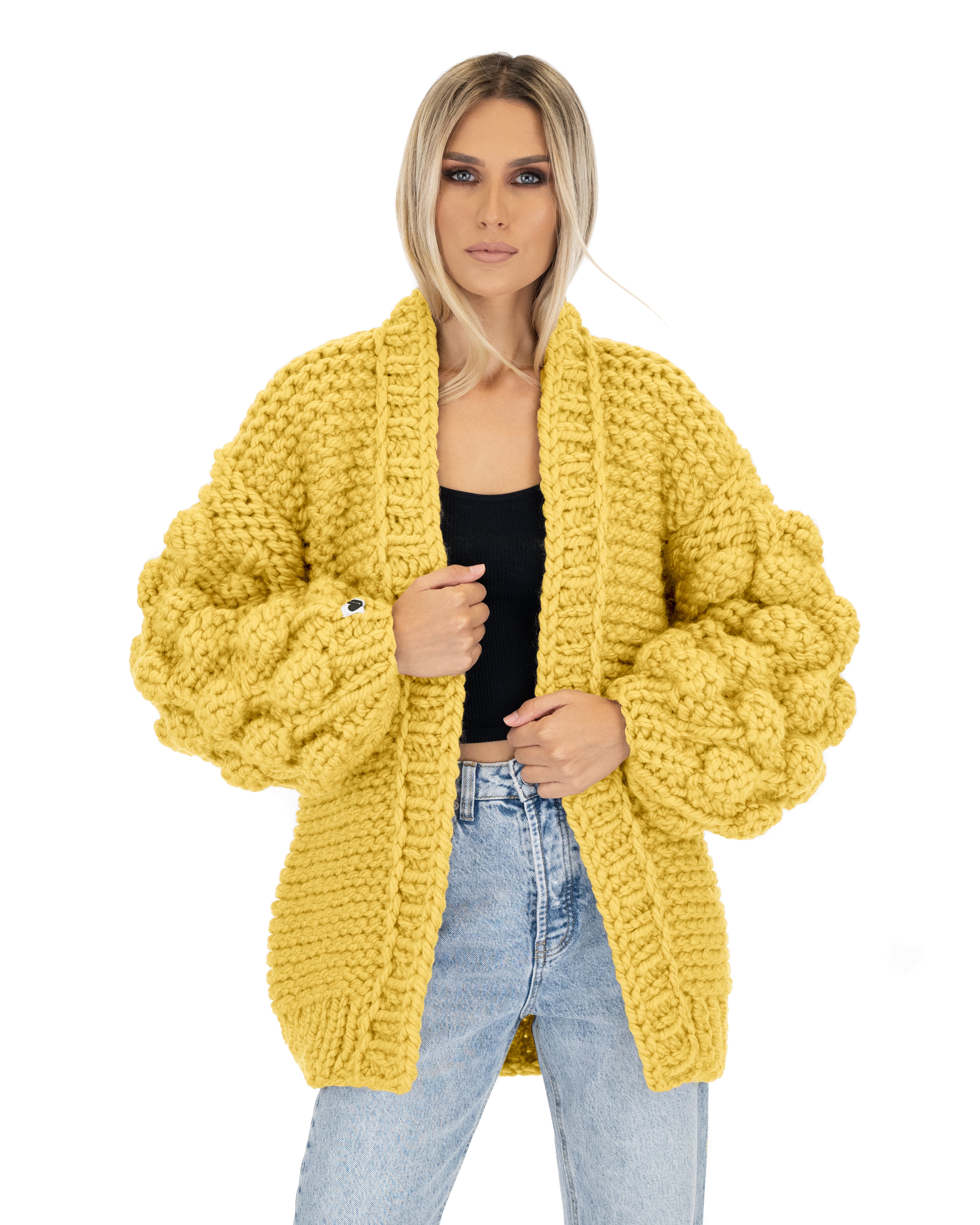 Stylish Bubble Sleeve Cardigan for Women - Soft Knit Open Front Sweater | Perfect for Office, Date Night & Casual Outfits
