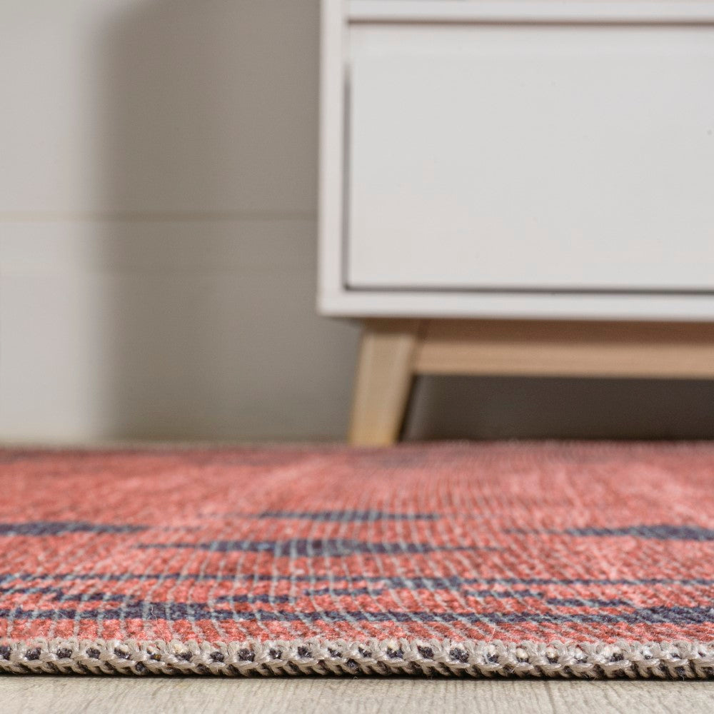 Korsa Geometric Medallion Machine Washable Area Rug - Soft Non-Slip Living Room Carpet for Bedroom, Dining Room & Home Decor