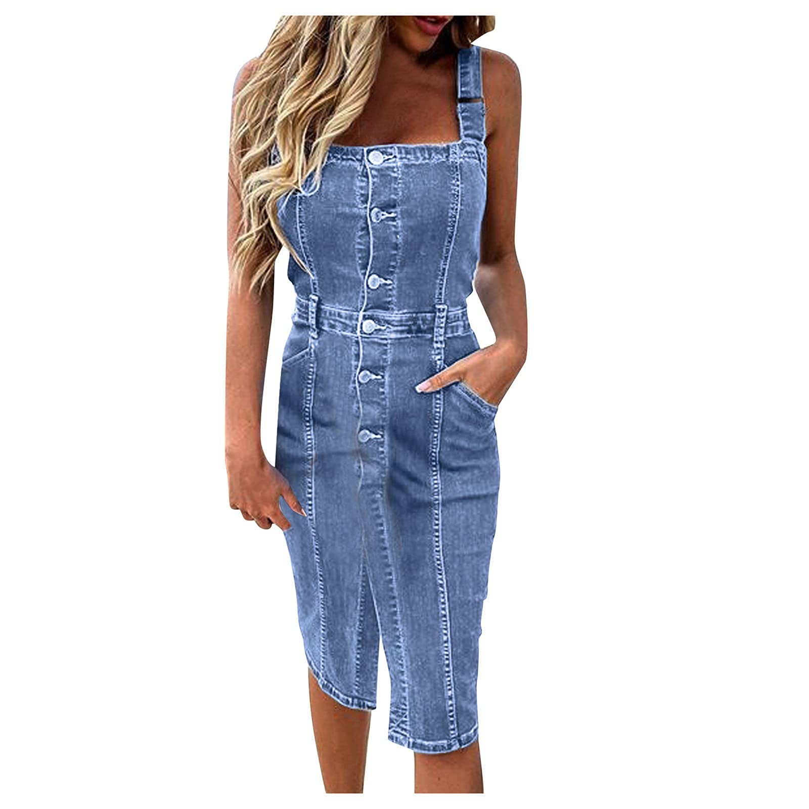 Plus Size Denim Button Down Dress with Short Sleeves & Pleated Neckline - Casual Jean Shirt Dress for Women | Perfect for Office Wear, Date Nights & Weekend Outings