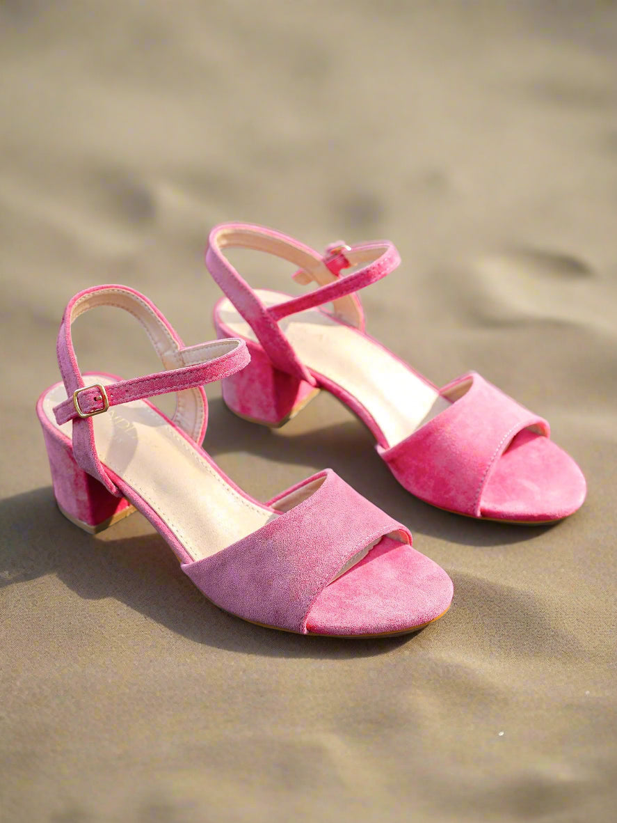 Patsy Block Heel Sandals for Women - Fuchsia Pink Summer Dress Shoes | Comfortable Wedge Heels for Party, Wedding & Outdoor Events