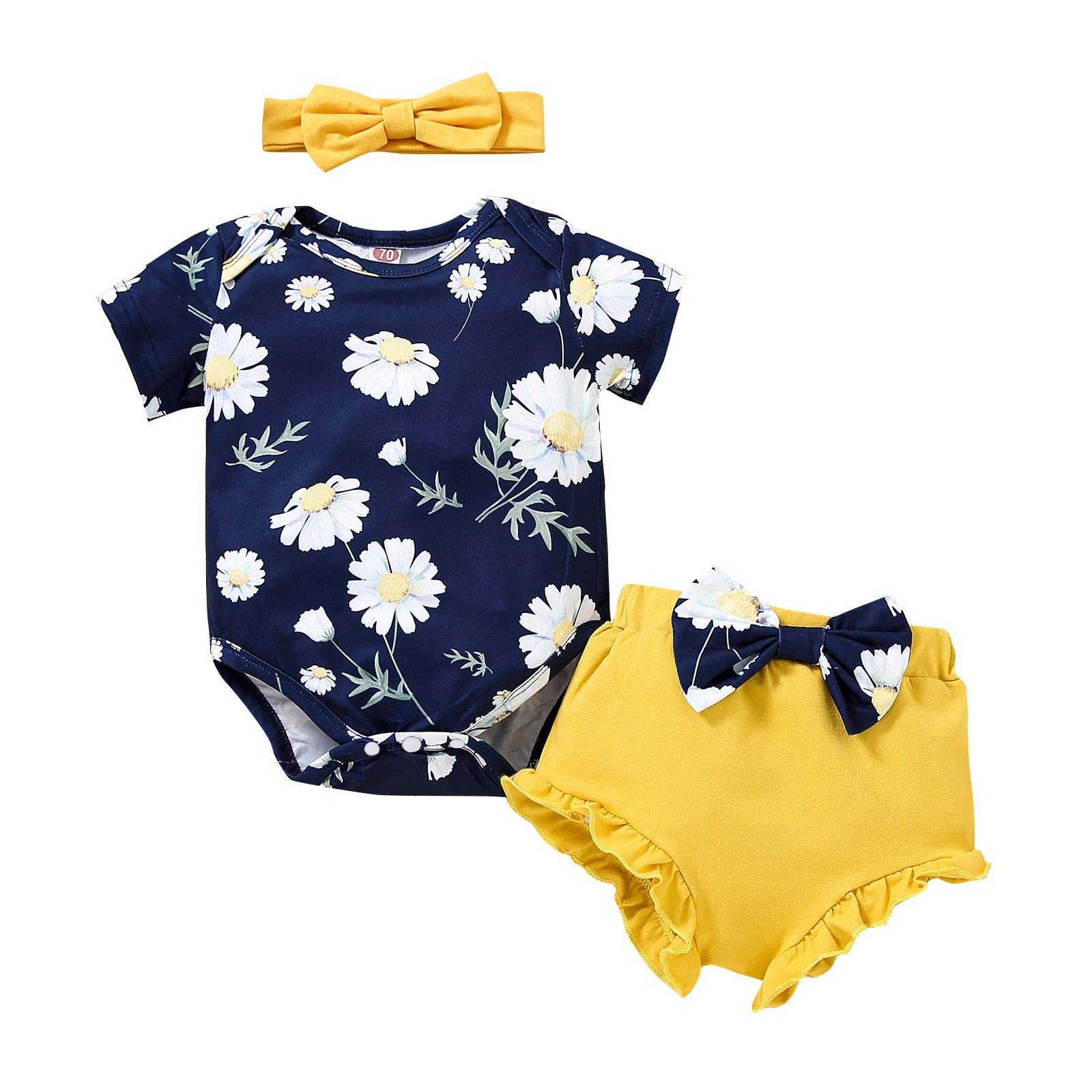Newborn Baby Girl Clothes Set - Short Sleeve Flower Romper & Shorts Outfit for Summer | Soft & Comfortable Infant Outfits for Playtime, Photos & Special Occasions