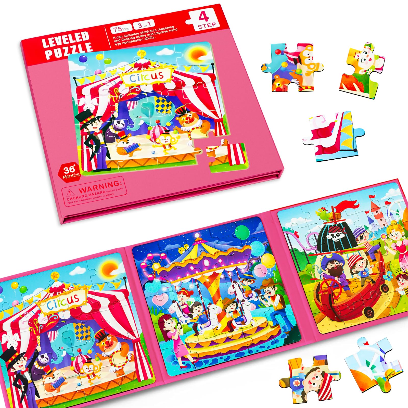 Magnetic Jigsaw Puzzle for Kids 3-5 - Montessori Travel Toy for Toddlers - Perfect for Preschool Learning & Road Trips