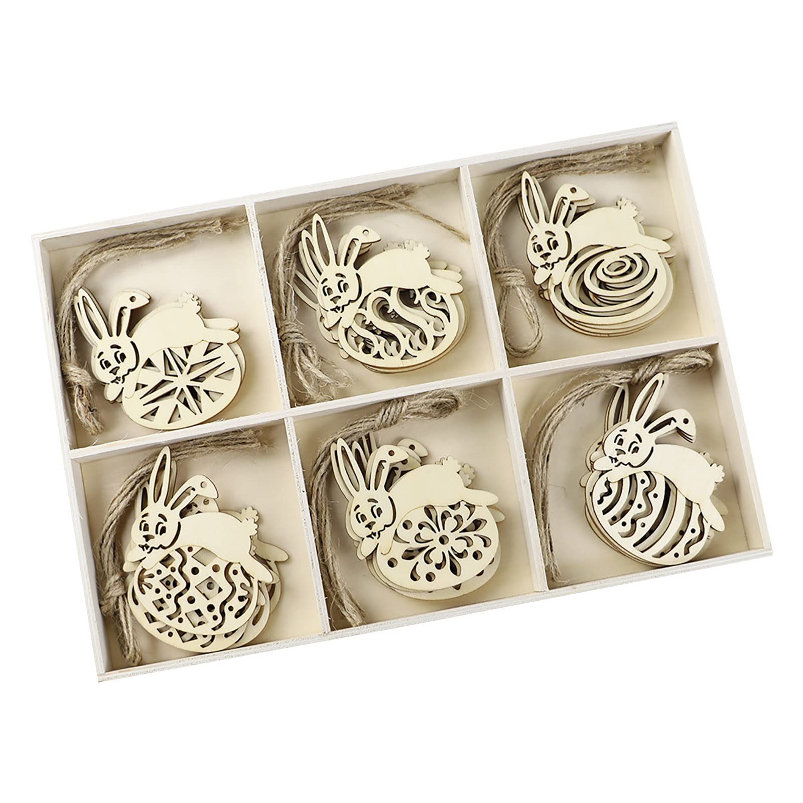 YaYiYa 30Pcs Easter Wooden Cutouts - Bunny, Egg & Cross Shaped Hanging Ornaments for Easter Tree Decorations, Party Favors & Spring Home Decor