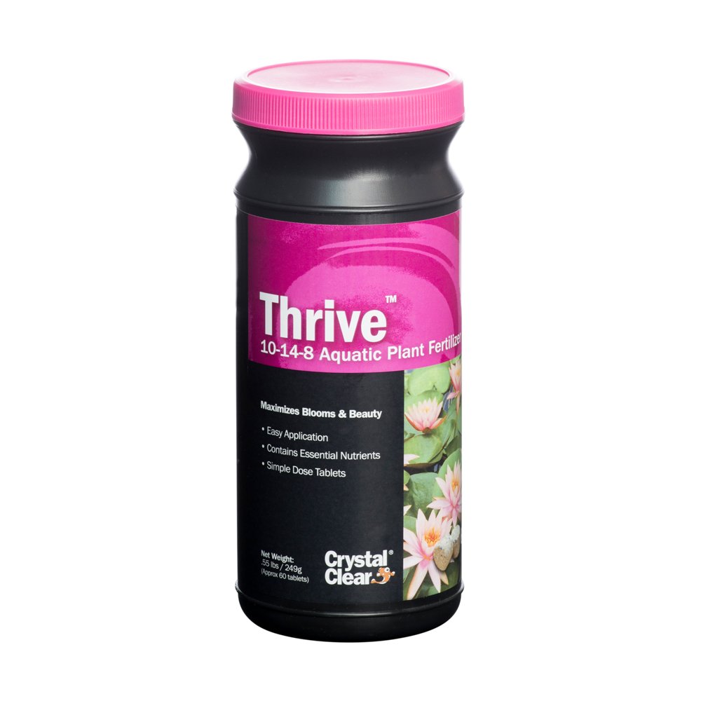 CrystalClear Thrive Aquatic Pond Plant Food - Fish Safe Water Garden Fertilizer for Lily & Lotus Flower Bloom & Root Growth - 60 Tablets | Ideal for Ponds, Water Gardens & Aquatic Plant Care