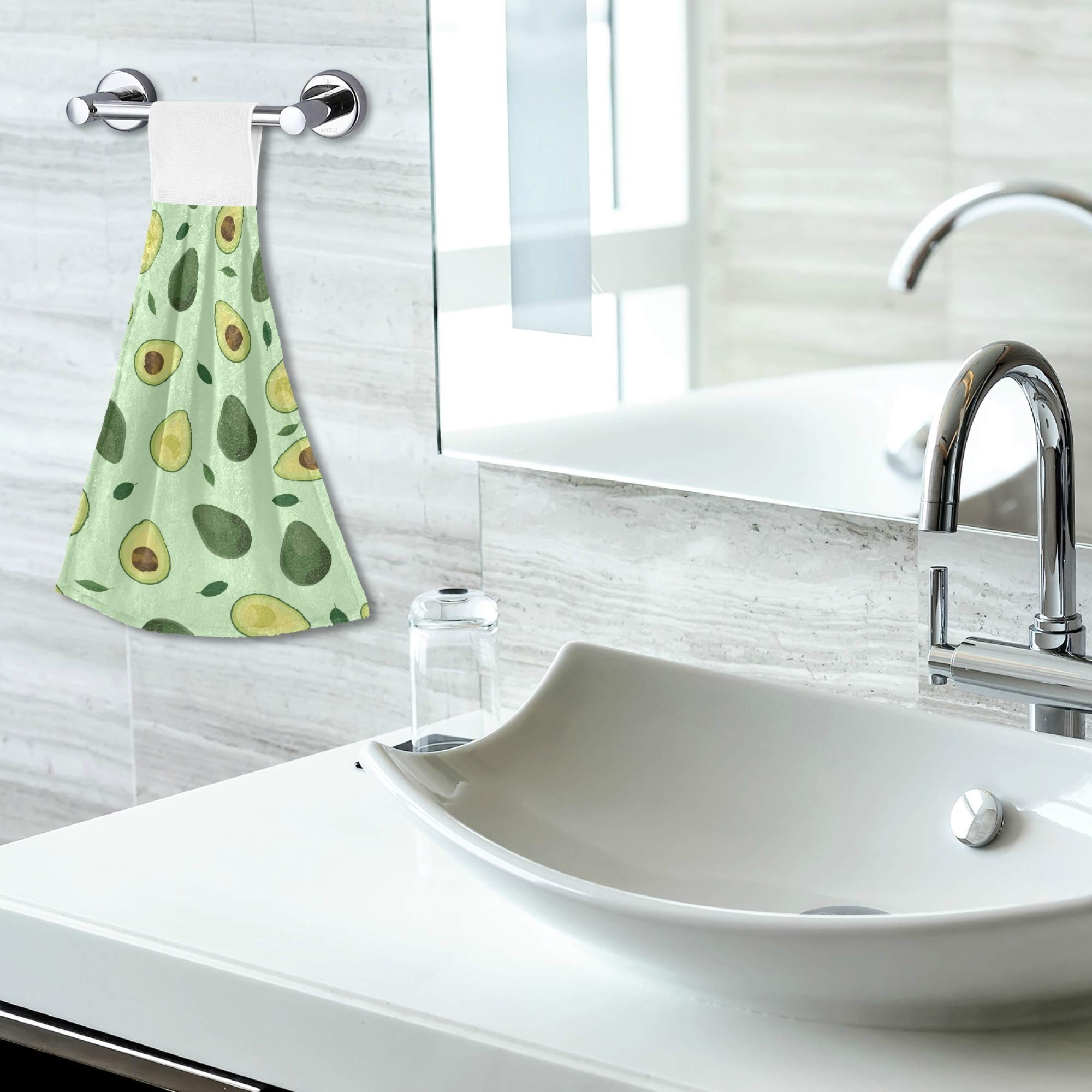 ASLSIY Spring Avocado Hanging Kitchen Towels - Set of 2 Fast Drying Dish Cloths, Tea Towels for Bathroom, Tabletop & Gym - Perfect for Home Decor, Summer Hand Towels & Kitchen Use