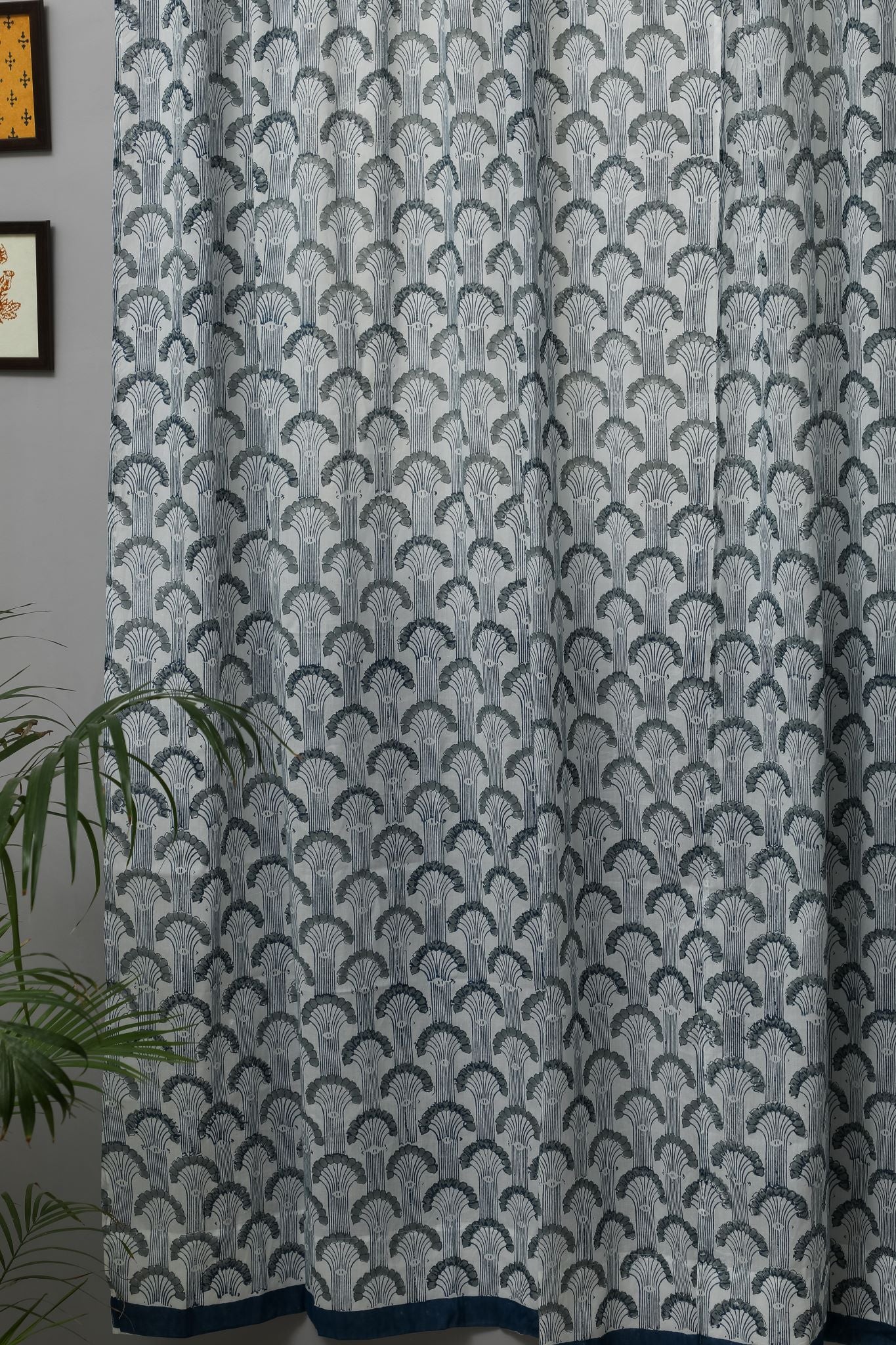 Sargasso Blue Handblock Printed Cotton Door Curtain - Premium Handmade Indian Door Drape for Living Room, Bedroom & Entryway - Breathable & Stylish Home Decor