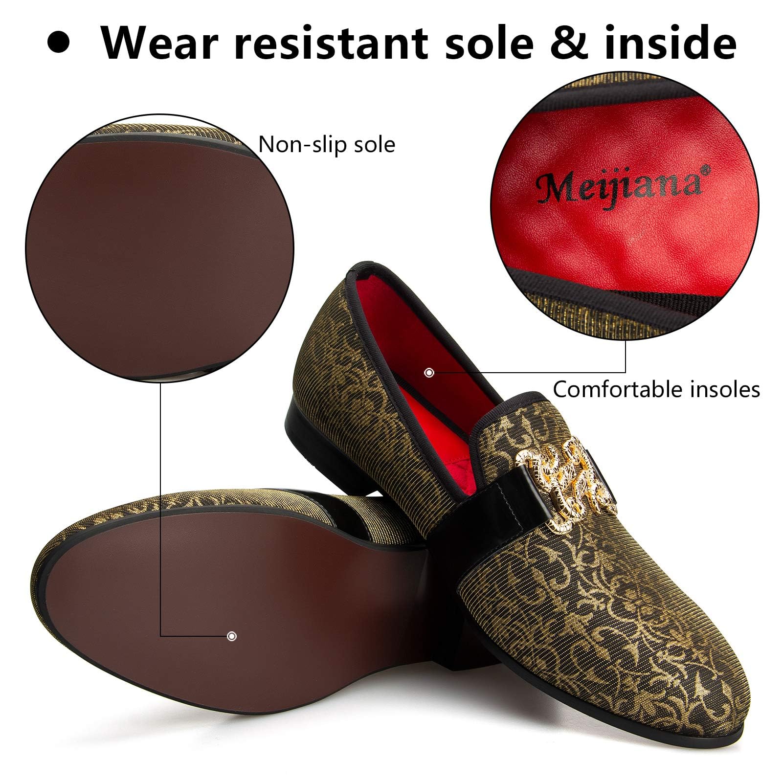 Meijiana Men's Classic Loafers - Genuine Leather Luxury Dress Shoes for Wedding, Business & Formal Occasions | Comfortable Slip-On Shoes for Office, Party & Daily Wear