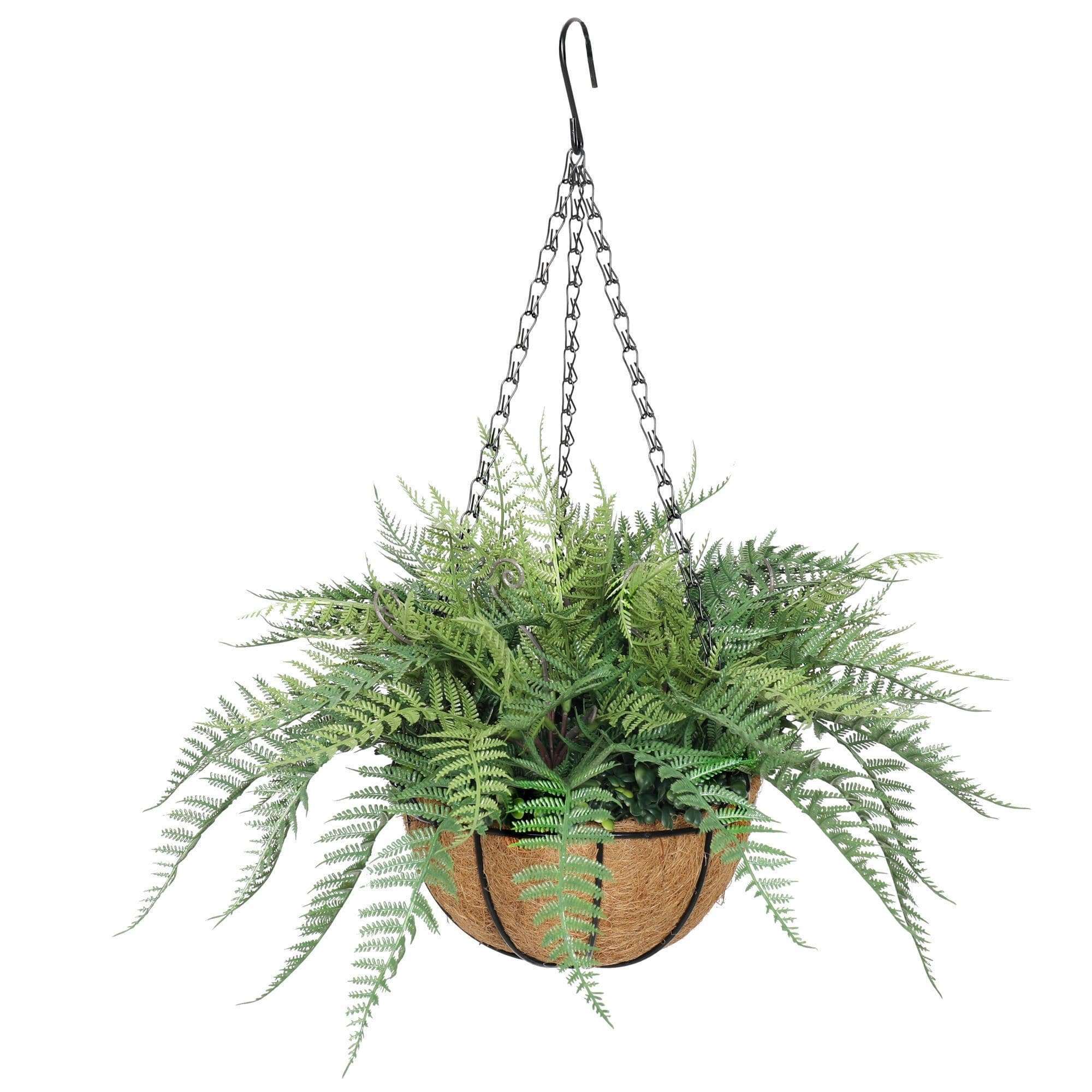 55cm UV Resistant Artificial Hanging Fern Plant - Indoor Outdoor Fake Greenery Decor for Patio, Balcony, Porch & Garden