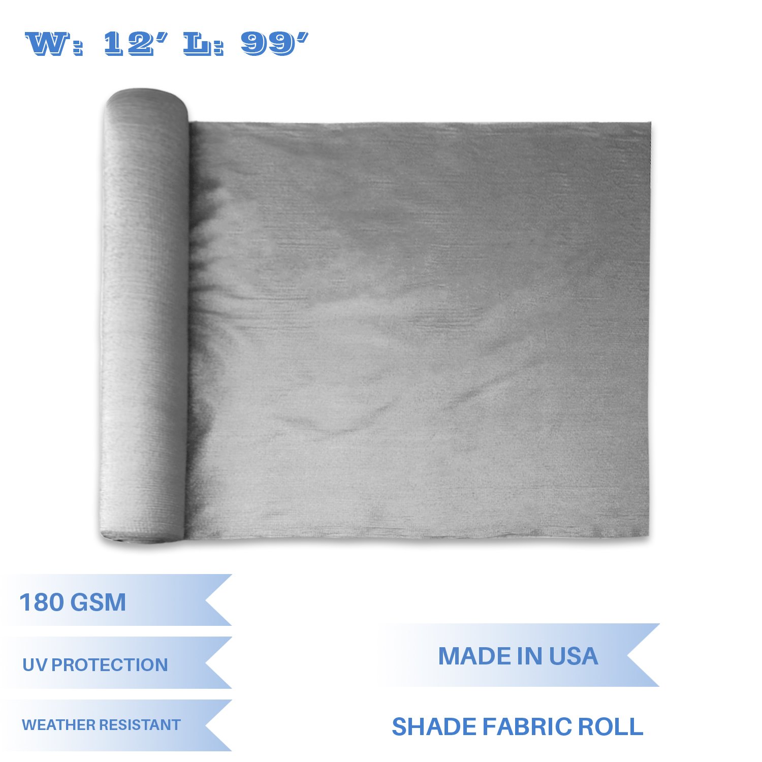 E&K Sunrise 12' x 99' Sun Shade Fabric Roll - UV Resistant Outdoor Shade Cloth for Pergola, Backyard, Garden, Patio, Deck & Greenhouse Cover - Light Gray - Perfect for Sun Protection & Temperature Control in Outdoor Spaces