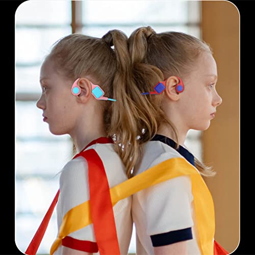 YODZ Kids Bone Conduction Headphones - Bluetooth 5.0 Wireless Open Ear Headset with Mic, IPX5 Waterproof, HiFi Stereo Sound for Safe Learning, Online Classes, Homeschooling & Sports (Red) - Perfect for School, Running, Cycling & Outdoor Activities