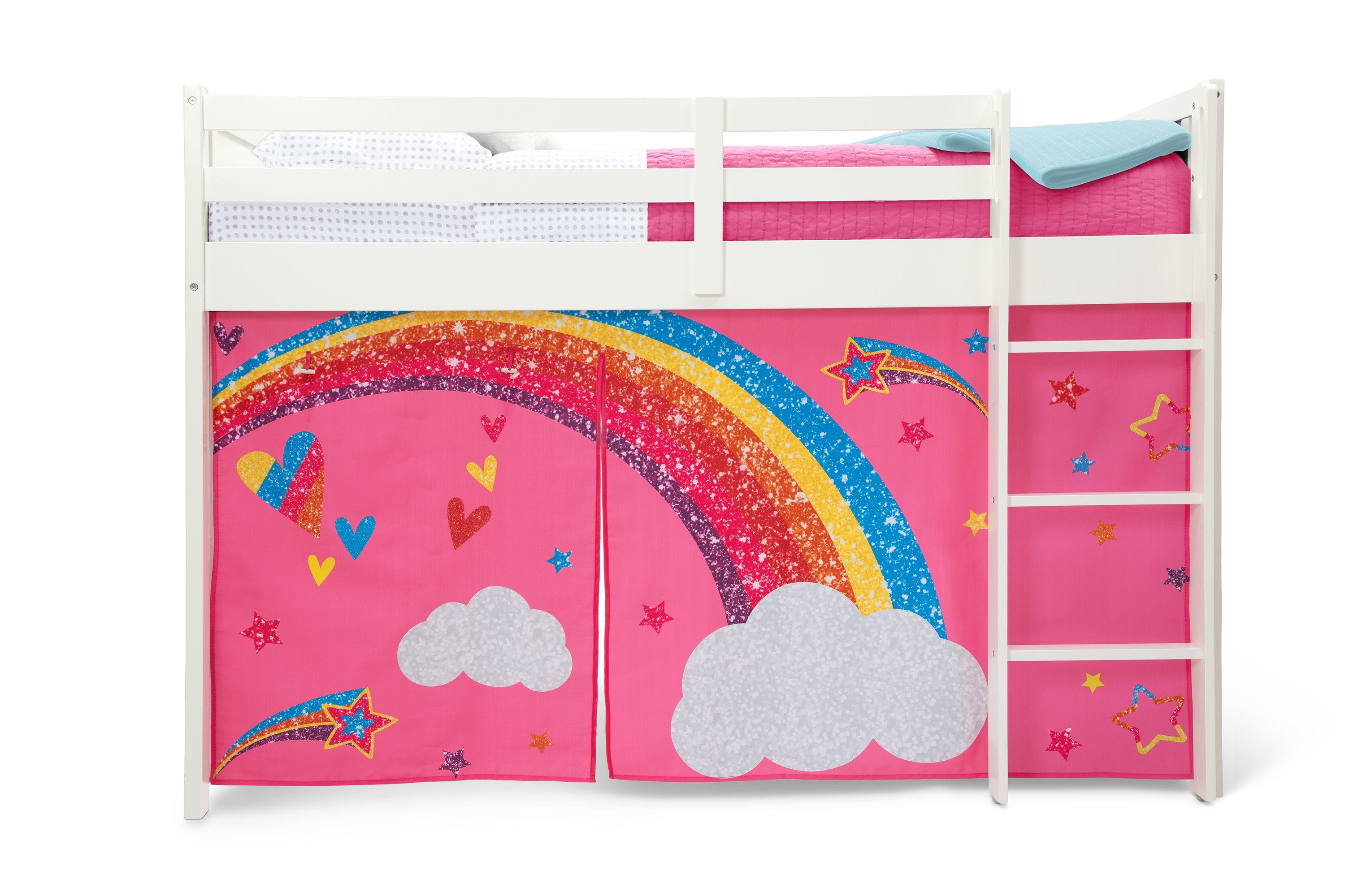 JoJo Siwa Twin Loft Bed Tent & Curtain Set - Pink Glitter Canopy for Kids Room Decor (Bed Sold Separately) - Perfect for Sleepovers, Playtime & Princess Themed Bedrooms