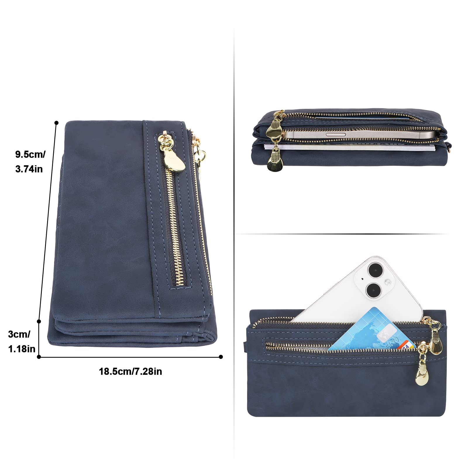 Lollanda Women's Leather Wallet - Soft Ladies Purse with Multiple Card Slots & Wrist Strap - Stylish Clutch Bag for Everyday Use, Travel & Special Occasions