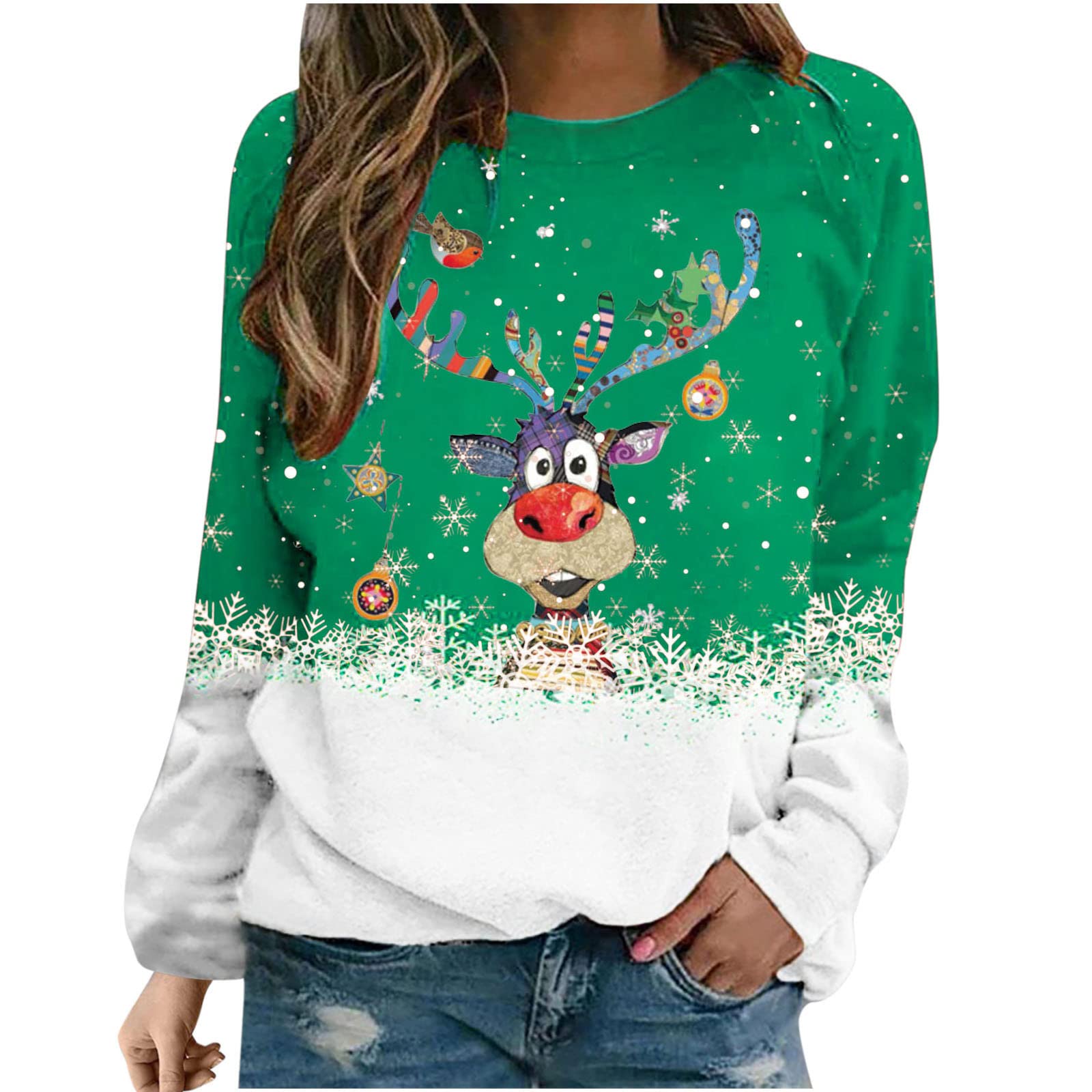 Posijego Women's Long Sleeve Graphic Sweatshirt - Winter Fall Casual Crewneck Pullover for Christmas & Vacation | Trendy Streetwear & Cozy Loungewear