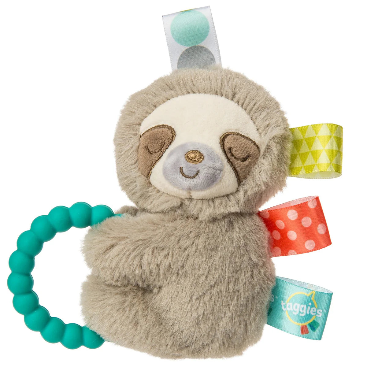 Taggies Molasses Sloth Teether Rattle - Soft Baby Teething Toy with Textured Tags for Sensory Development | Perfect for Infants & Toddlers During Playtime and Soothing Teething Pain