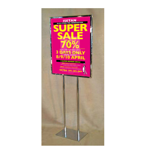 22x28 Heavy Duty Economy Sign Holder with Posts - 2 Sided Steel Floor Stand with Weighted Base for Retail Stores, Trade Shows & Outdoor Events