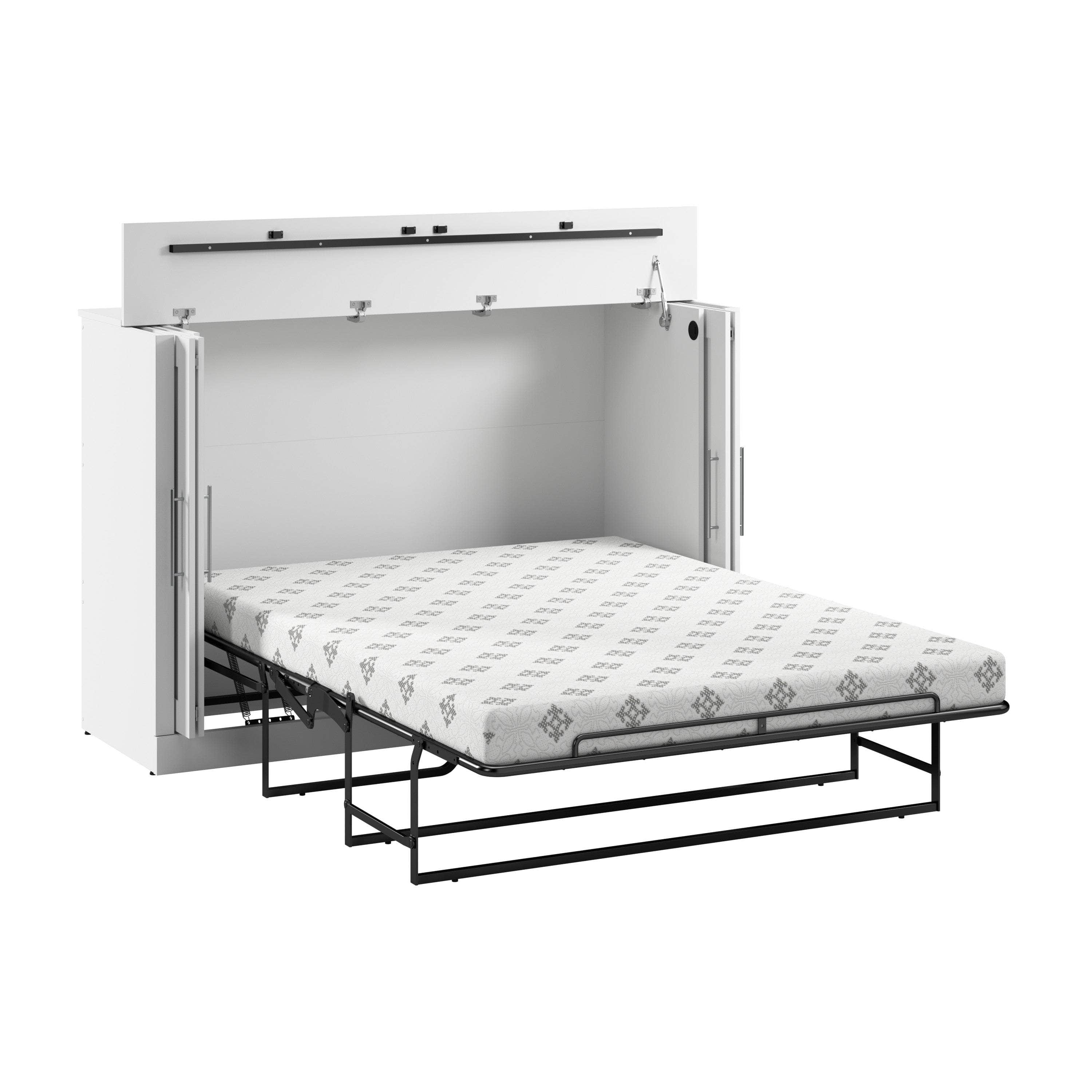 Pur 69W Full Cabinet Bed with Mattress - 3 Color Options | Space-Saving Storage Bed for Small Rooms & Apartments | Modern Platform Bed Frame with Built-in Drawers