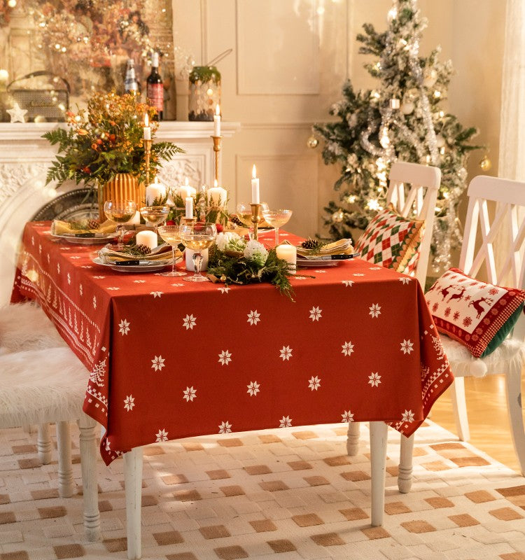 Extra Large Modern Rectangular Tablecloth - Christmas Edelweiss Design for Dining Room, Kitchen & Round Tables | Waterproof & Wrinkle-Resistant Fabric | Perfect for Holiday Dinners, Parties & Home Decor