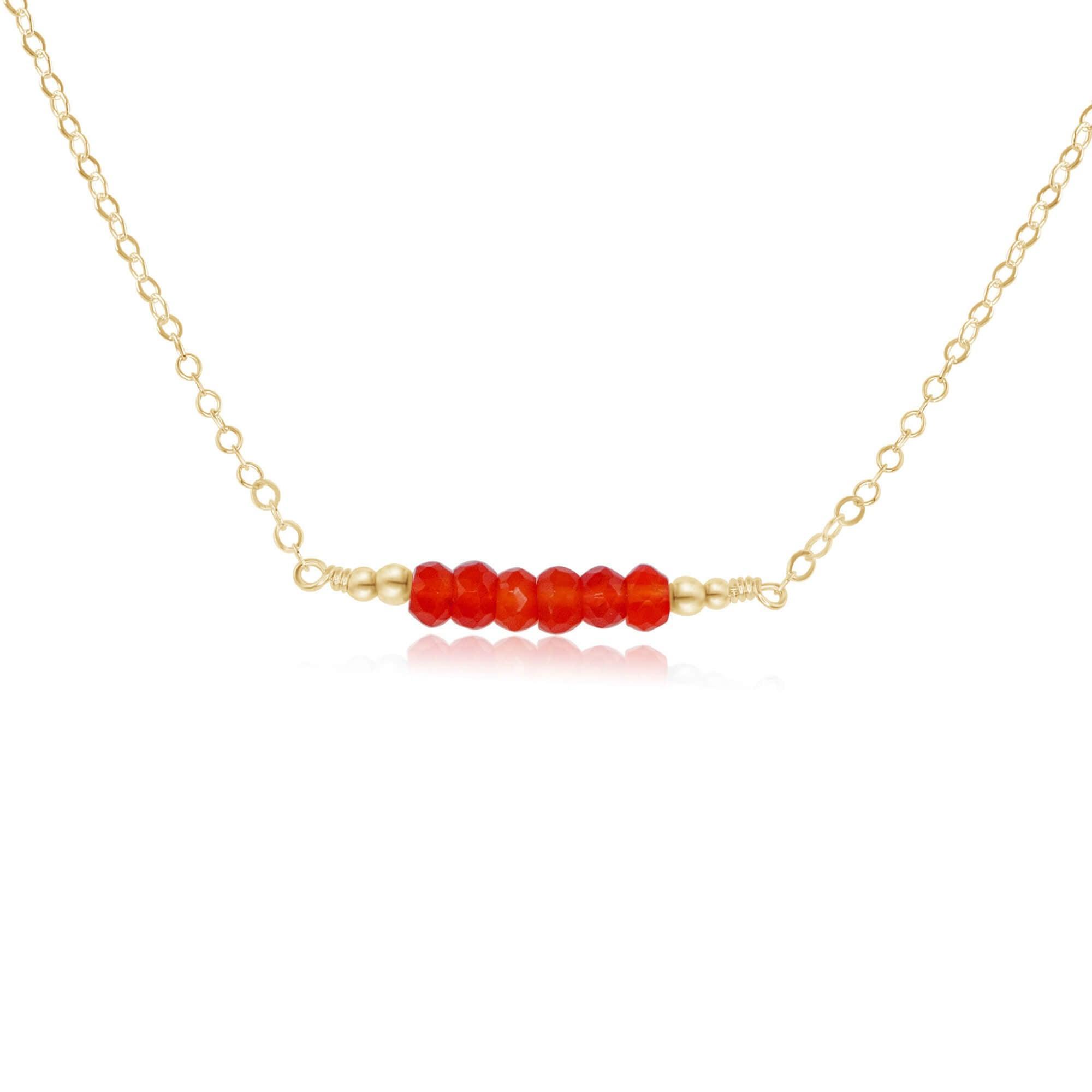 Sparkling Orange Carnelian Faceted Bead Bar Necklace for Women - Handmade Gemstone Jewelry - Boho Chic Necklace for Everyday Wear, Meditation & Spiritual Healing