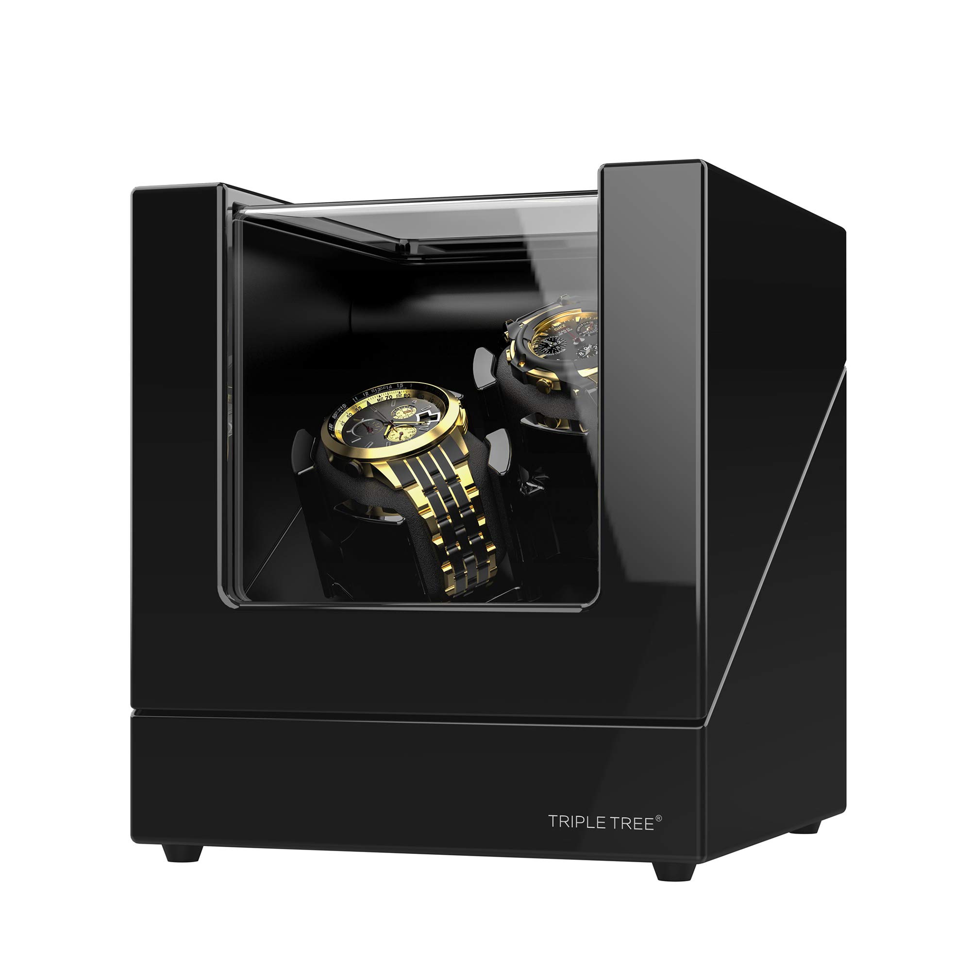 Premium Double Watch Winder for Automatic Watches - Wooden Shell with Piano Finish, Ultra-Quiet Japanese Motor & Adjustable PU Leather Pillows - Perfect for Men's & Women's Luxury Watch Collection (Ideal for Home/Office Display & Nighttime Storage)