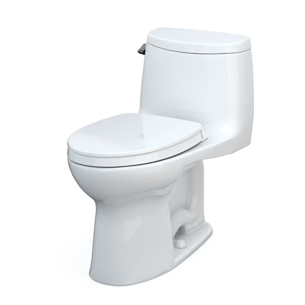 TOTO MS604124CEFG#01 Ultramax II One Piece Elongated Toilet 1.28 GPF Universal Height with CEFIONTECT & SS124 SoftClose Seat, WASHLET+ Ready, Cotton White - Perfect for Modern Bathrooms & Water-Efficient Homes
