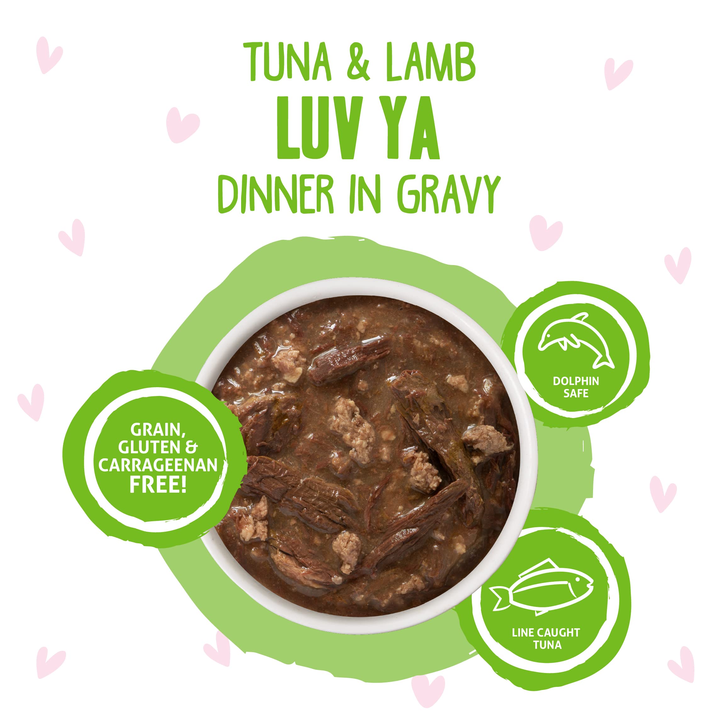 Weruva B.F.F. OMG Best Feline Friend Oh My Gravy! Tuna & Lamb Luv Ya Cat Food in Gravy - Grain-Free Wet Cat Food Pouches, 3oz (Pack of 12) - High Protein Meal for Adult & Senior Cats - Perfect for Picky Eaters & Hydration Support