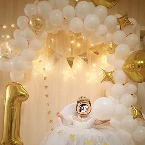 **109pcs White & Gold Balloon Garland Kit - Latex Balloon Arch for Baby Shower, Wedding, Birthday, Engagement & Bachelorette Party Decorations - Perfect Backdrop for Celebrations**