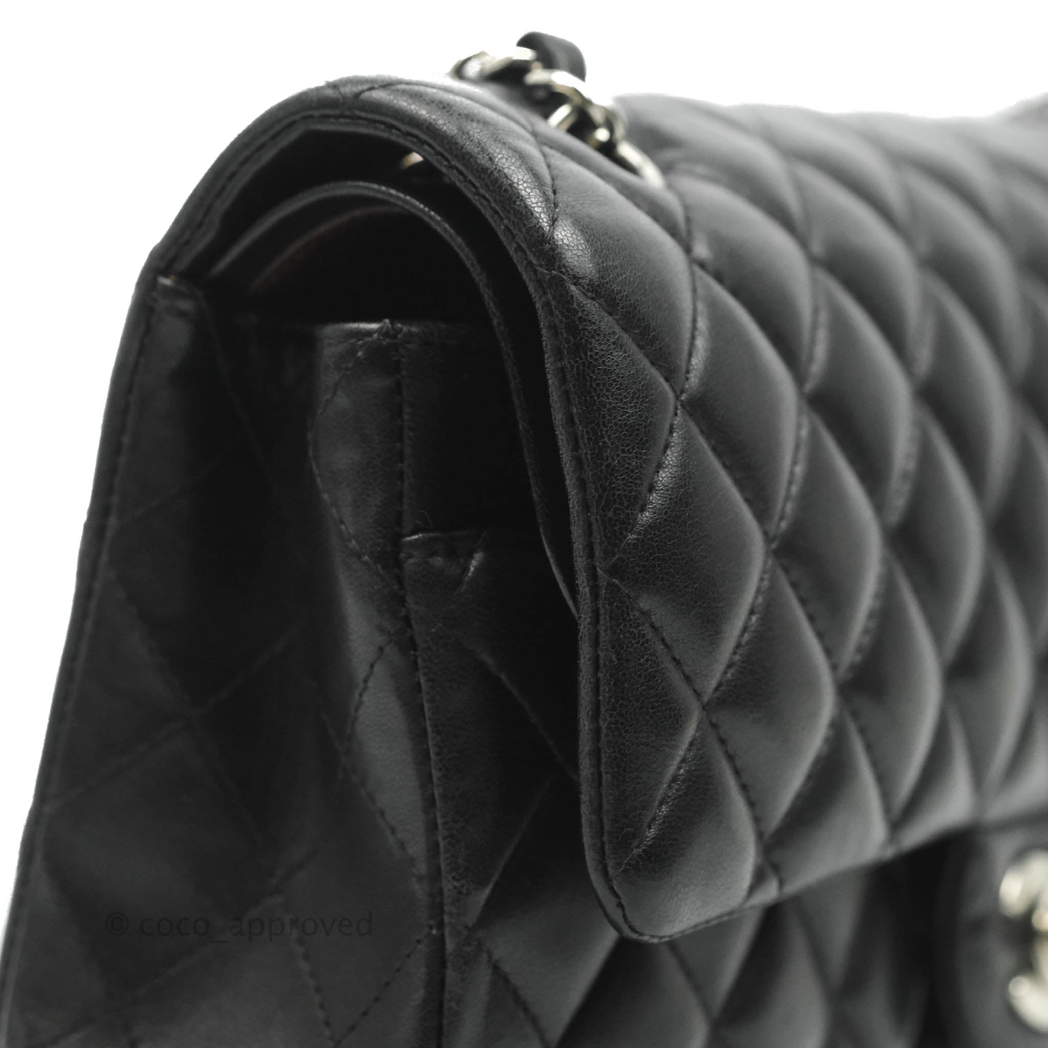 Chanel Classic M/L Medium Double Flap Bag - Black Lambskin Leather with Silver Hardware | Luxury Handbag for Women, Perfect for Work, Evening Events & Everyday Use
