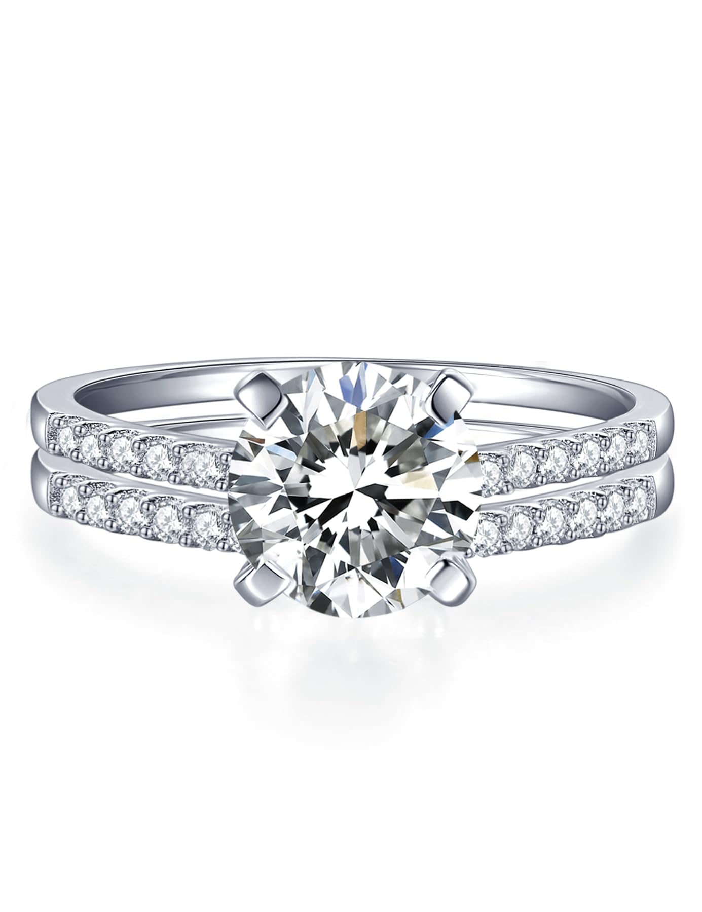 Moissanite Engagement Ring for Women - 18K White Gold Plated Solitaire Ring, Sterling Silver Promise Ring for Her | Perfect for Proposals, Anniversaries & Special Occasions