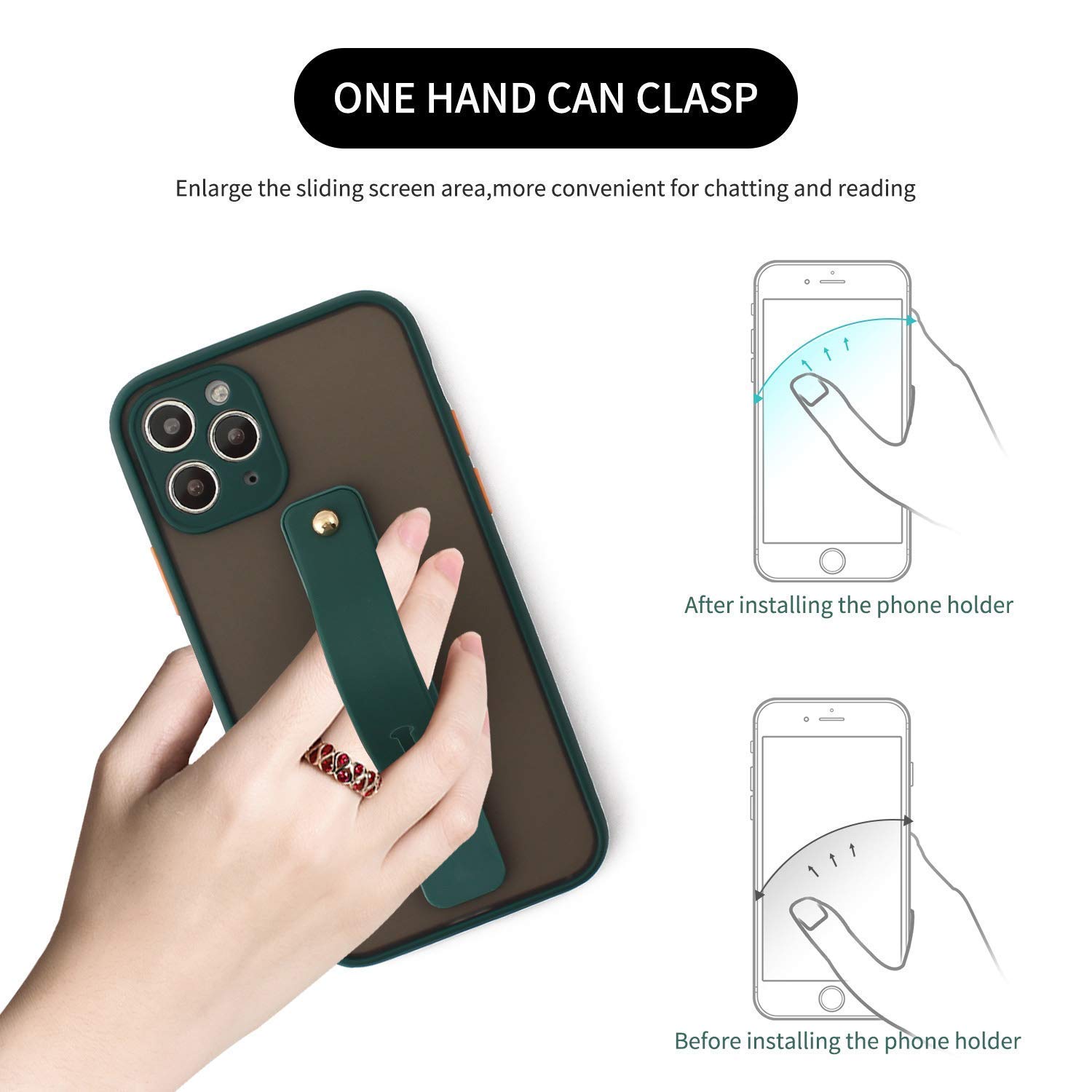 Yetaida Removable & Reusable Silicone Phone Grip Strap - Universal Finger Loop Kickstand Holder for iPhone, Samsung & Most Smartphones (White) - Perfect for Gaming, Video Calls & One-Handed Use