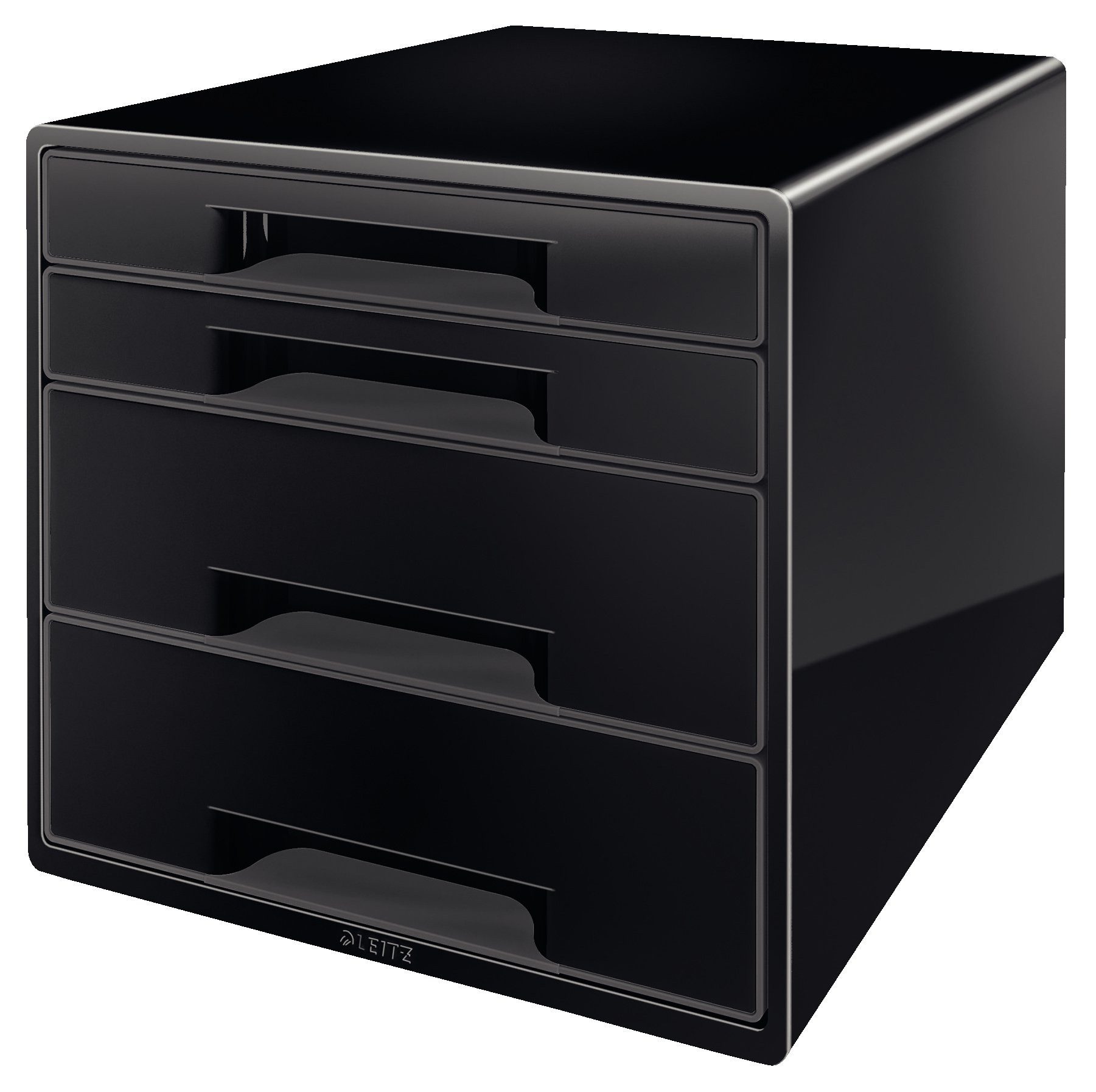 Leitz Cube 4 Drawer Desk Organizer - Black & Grey Dual Color Office Storage Solution for Files, Stationery & Supplies | Perfect for Home Office, Workstation & School Organization